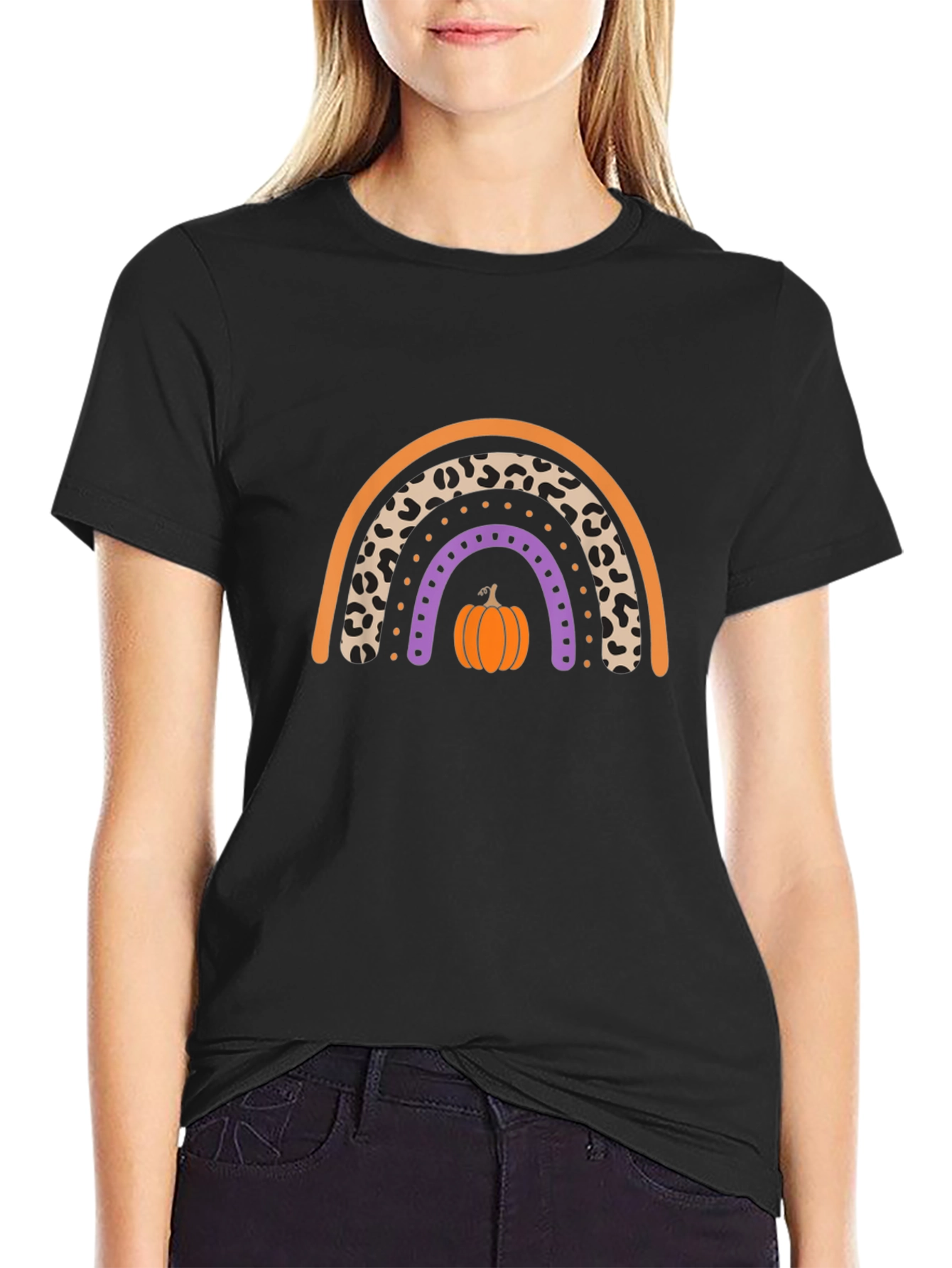 Fall Rainbow Leopard Pumpkin T-Shirt