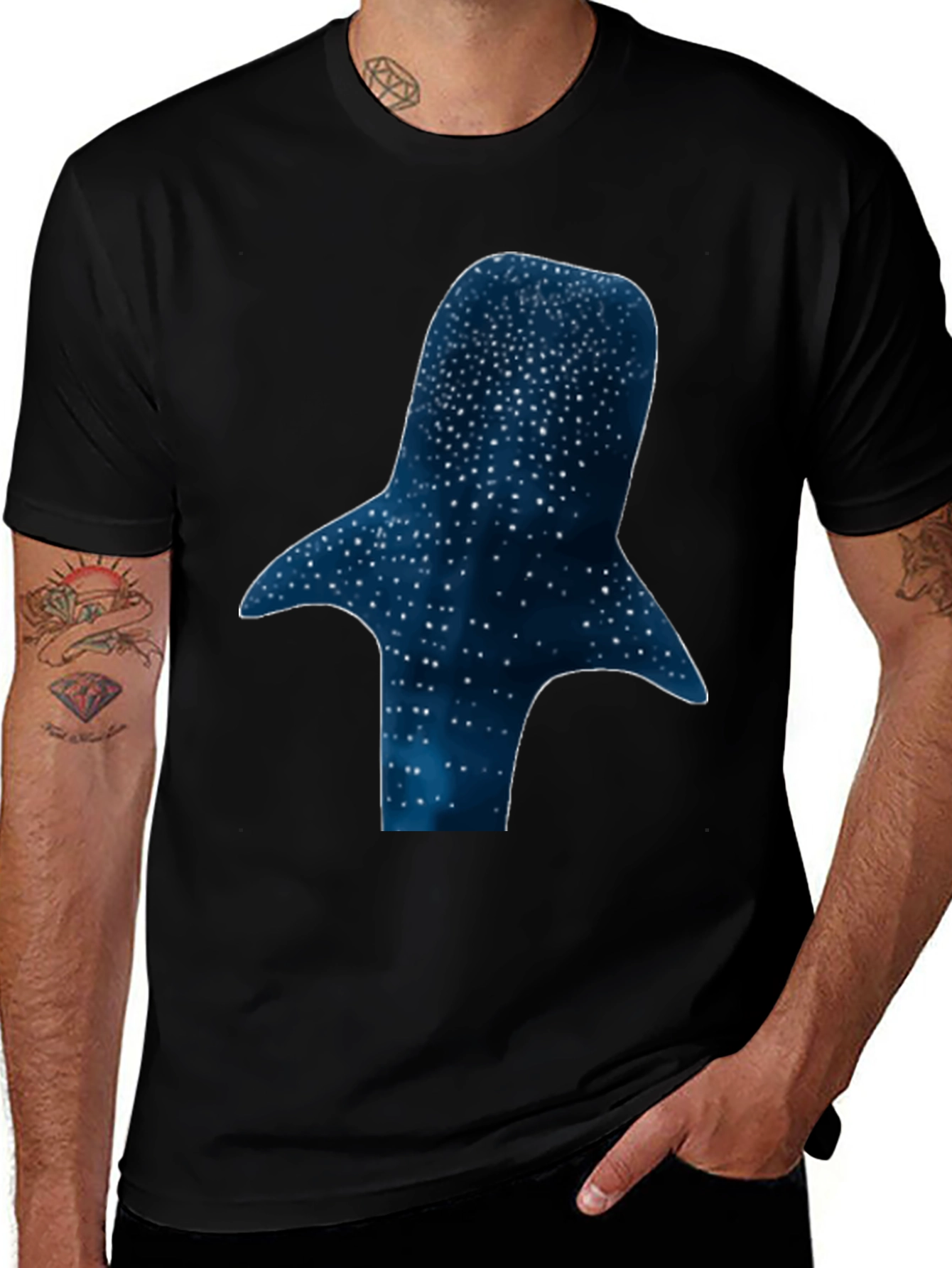 Whale Shark Silhouette Graphic Tee - Black