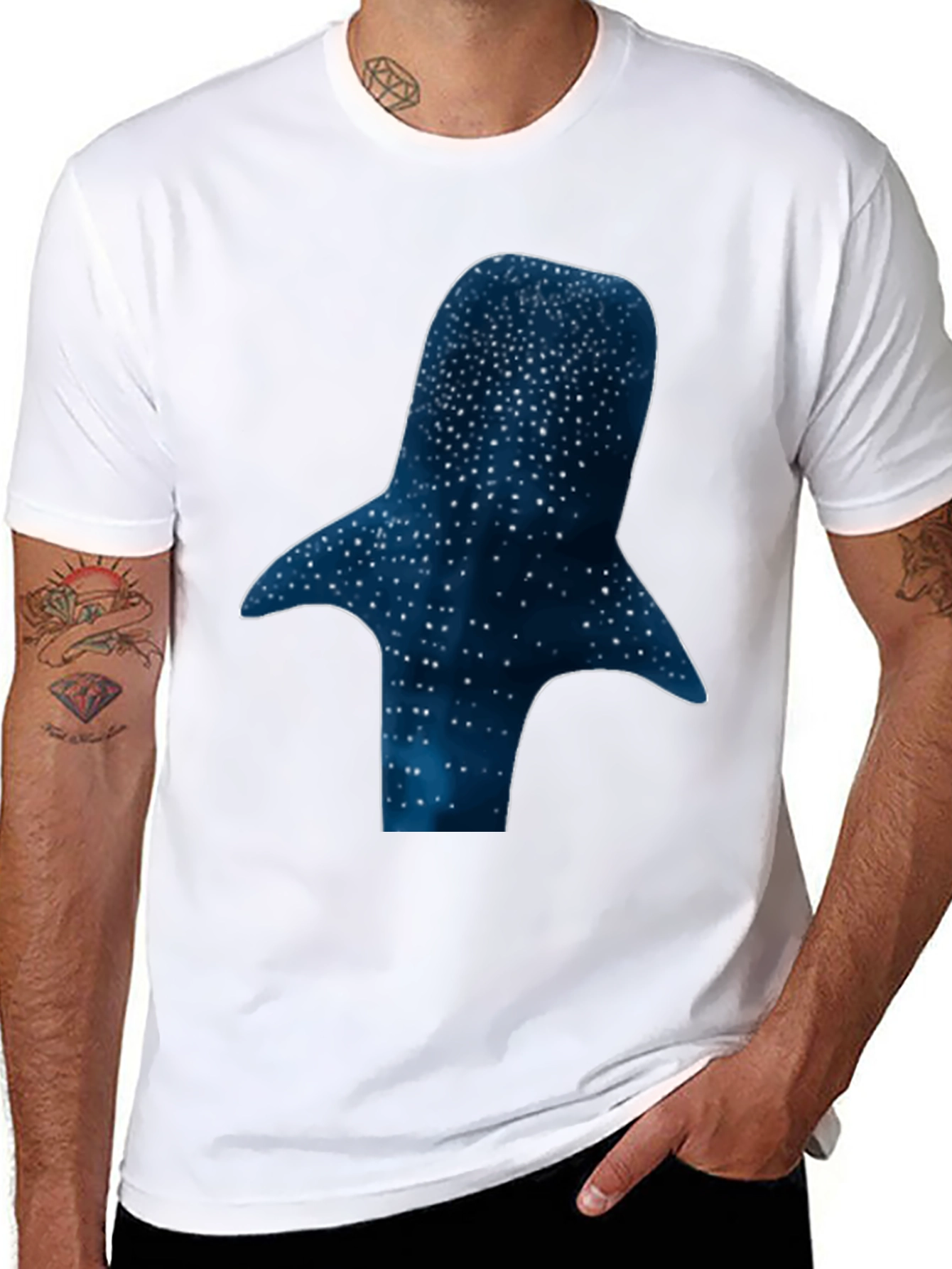 Whale Shark Silhouette Graphic Tee - Black