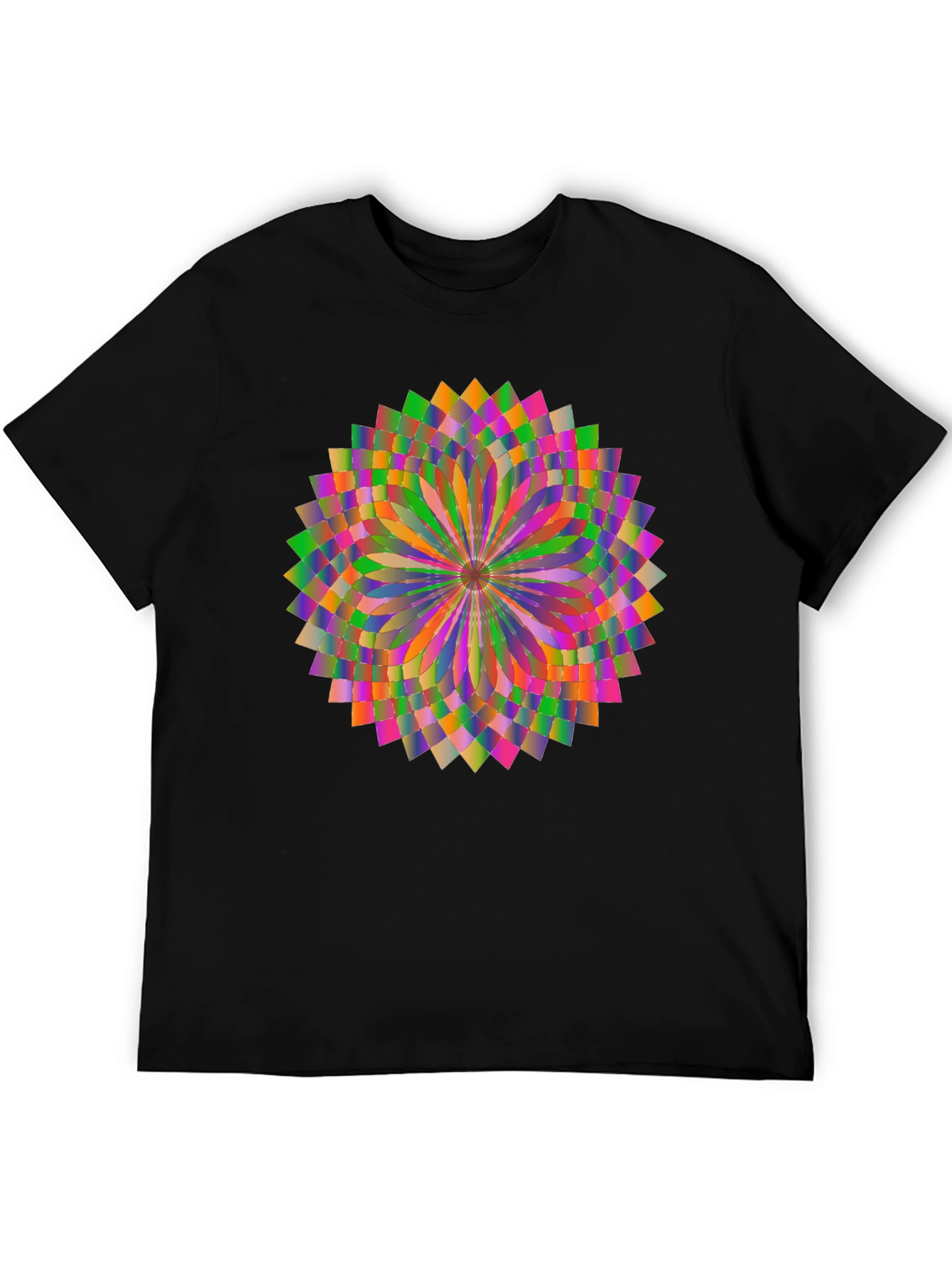 Geometric Mandala Graphic Tee - Stylish Unisex Black T-Shirt