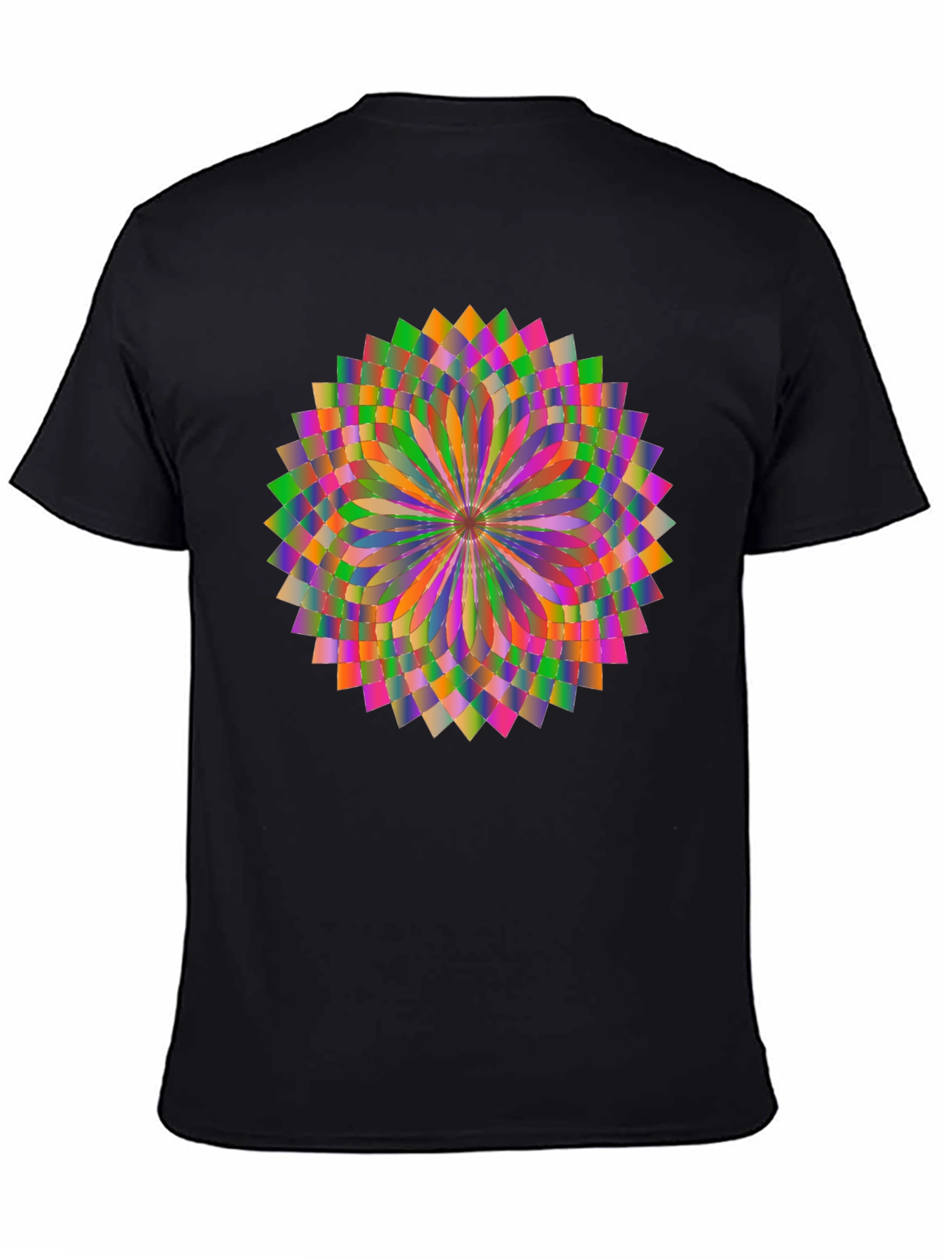 Geometric Mandala Graphic Tee - Stylish Unisex Black T-Shirt