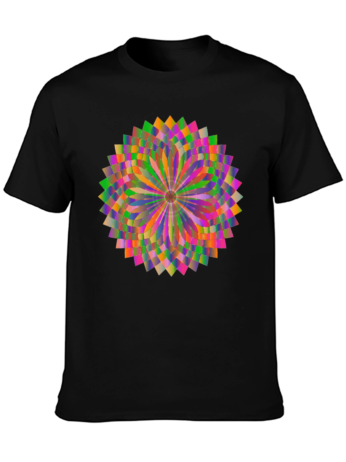 Geometric Mandala Graphic Tee - Stylish Unisex Black T-Shirt