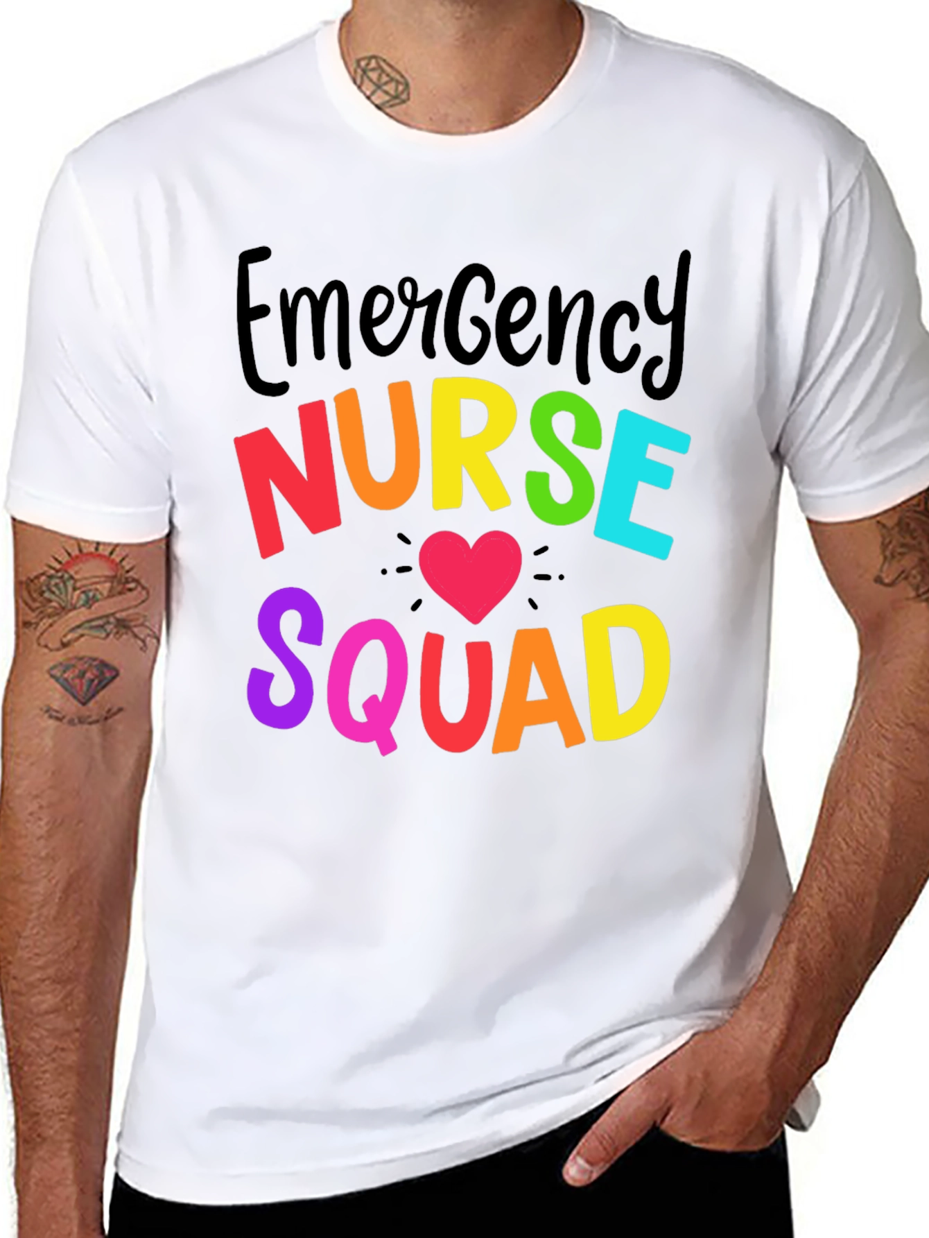 Emergency Nurse Squad Tee - Rainbow Graphic