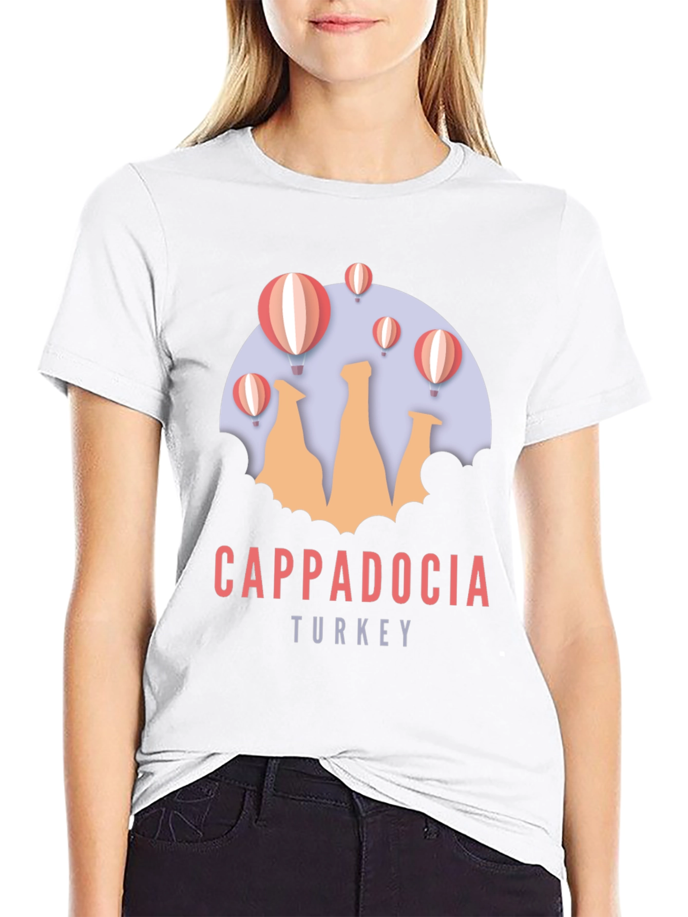 Cappadocia Turkey Graphic T-Shirt | Hot Air Balloon Design