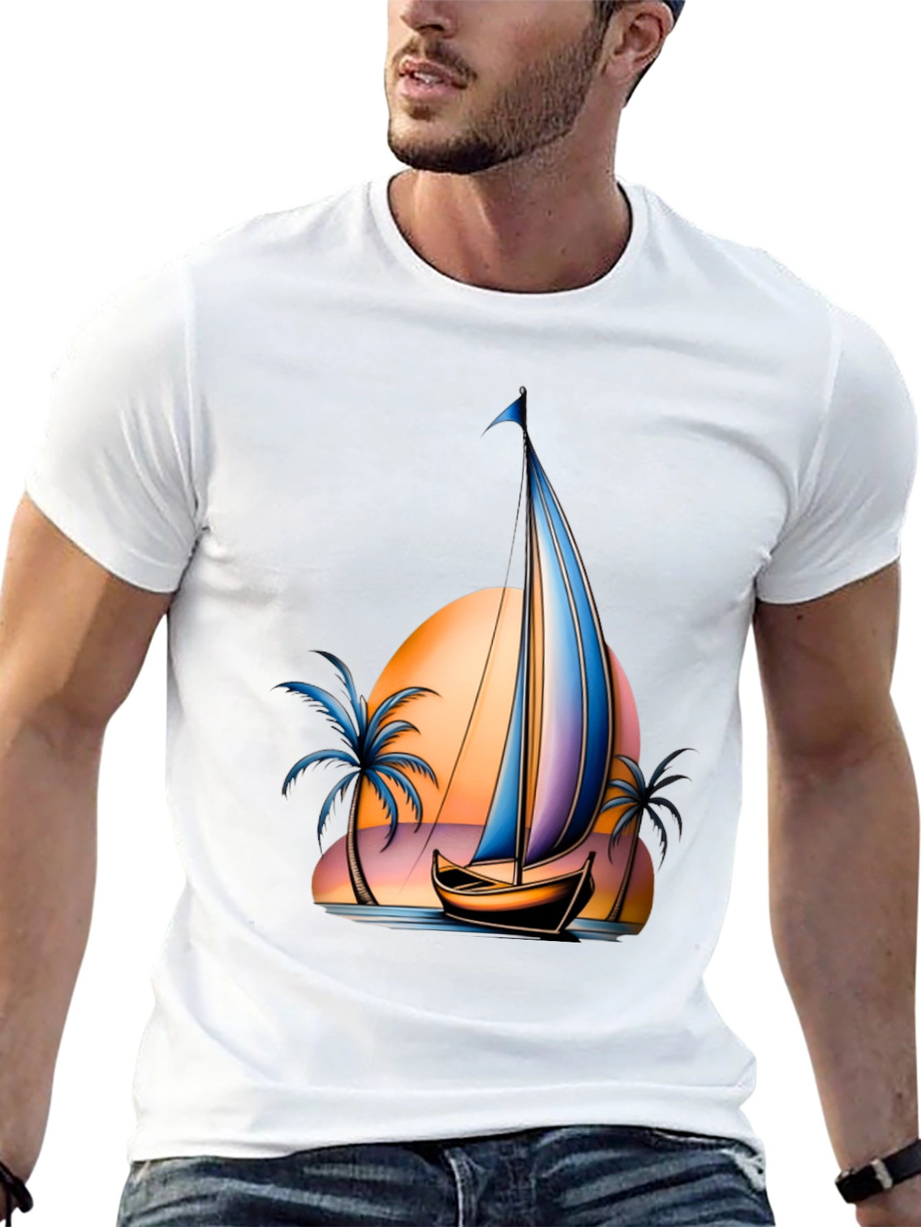 Sunset Sailboat Graphic T-Shirt