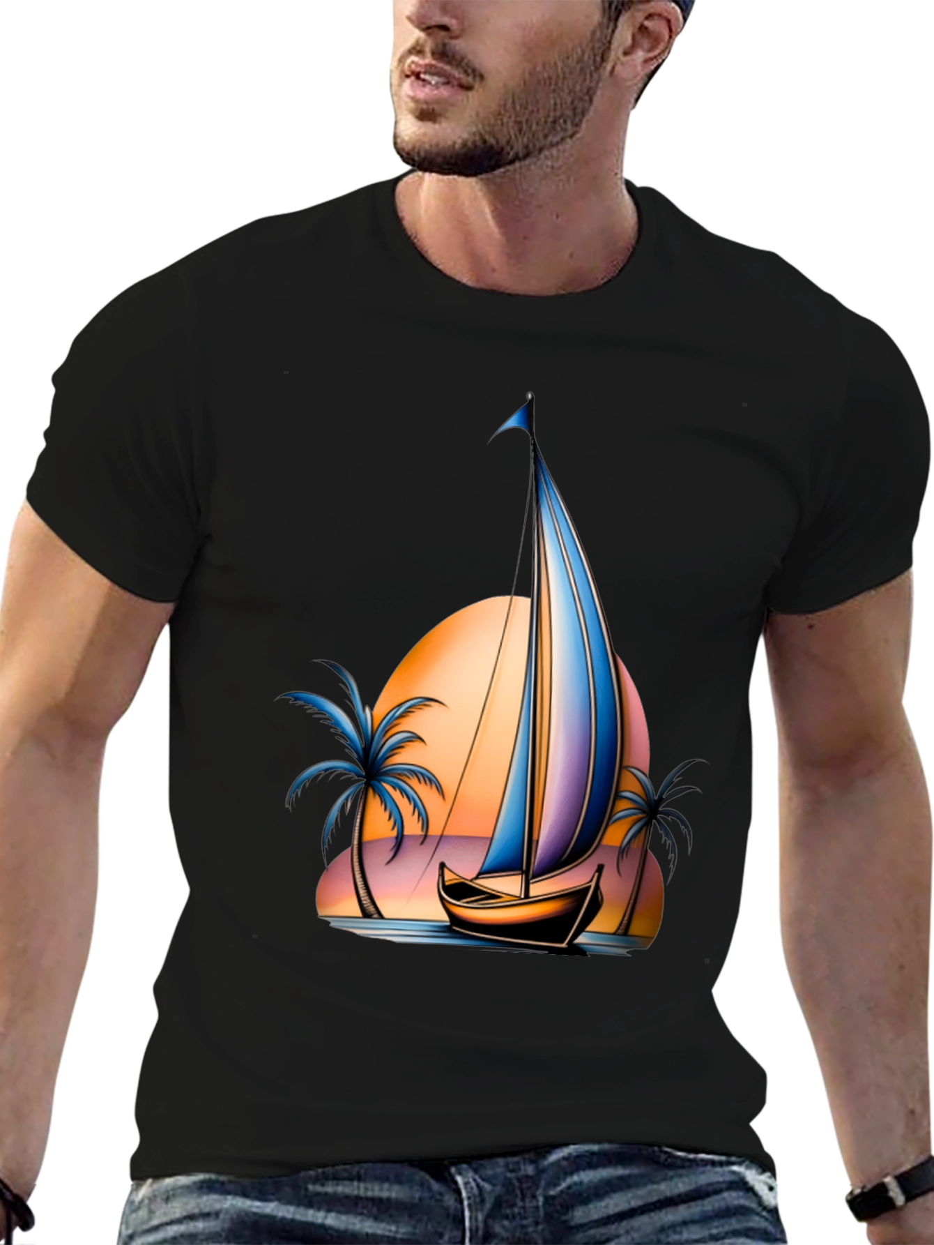 Sunset Sailboat Graphic T-Shirt