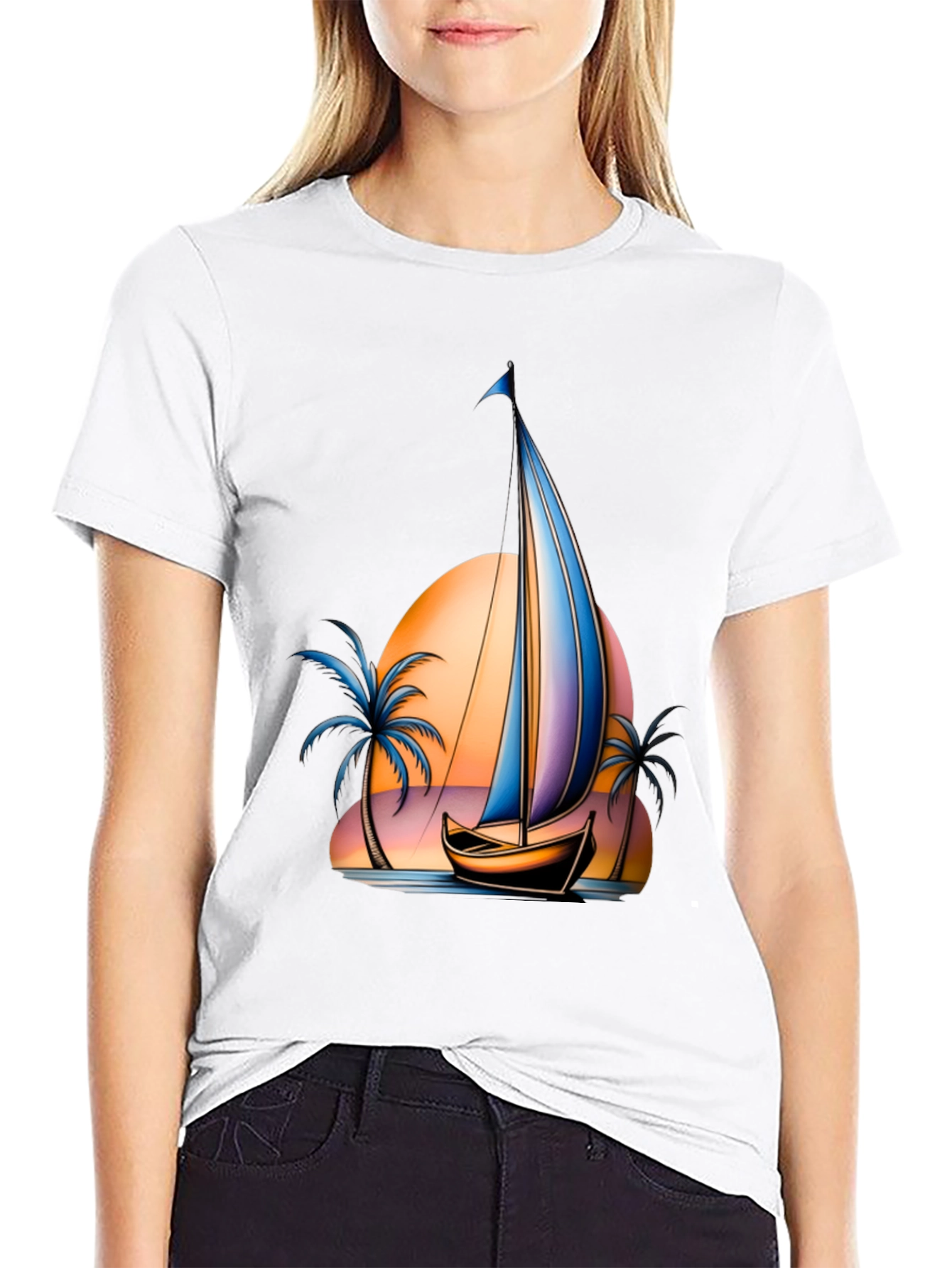 Sunset Sailboat Graphic T-Shirt