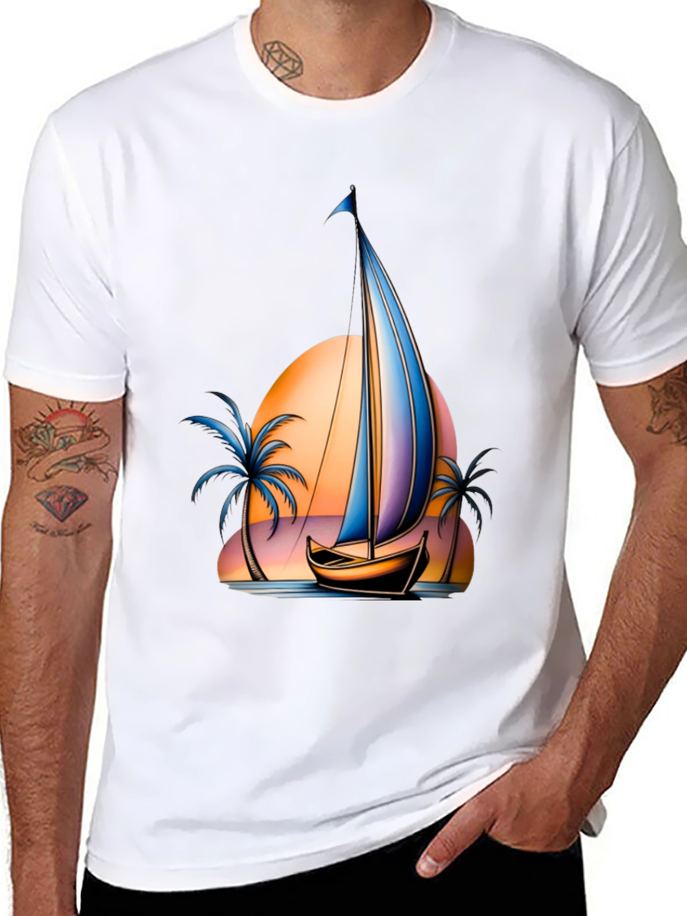 Sunset Sailboat Graphic T-Shirt
