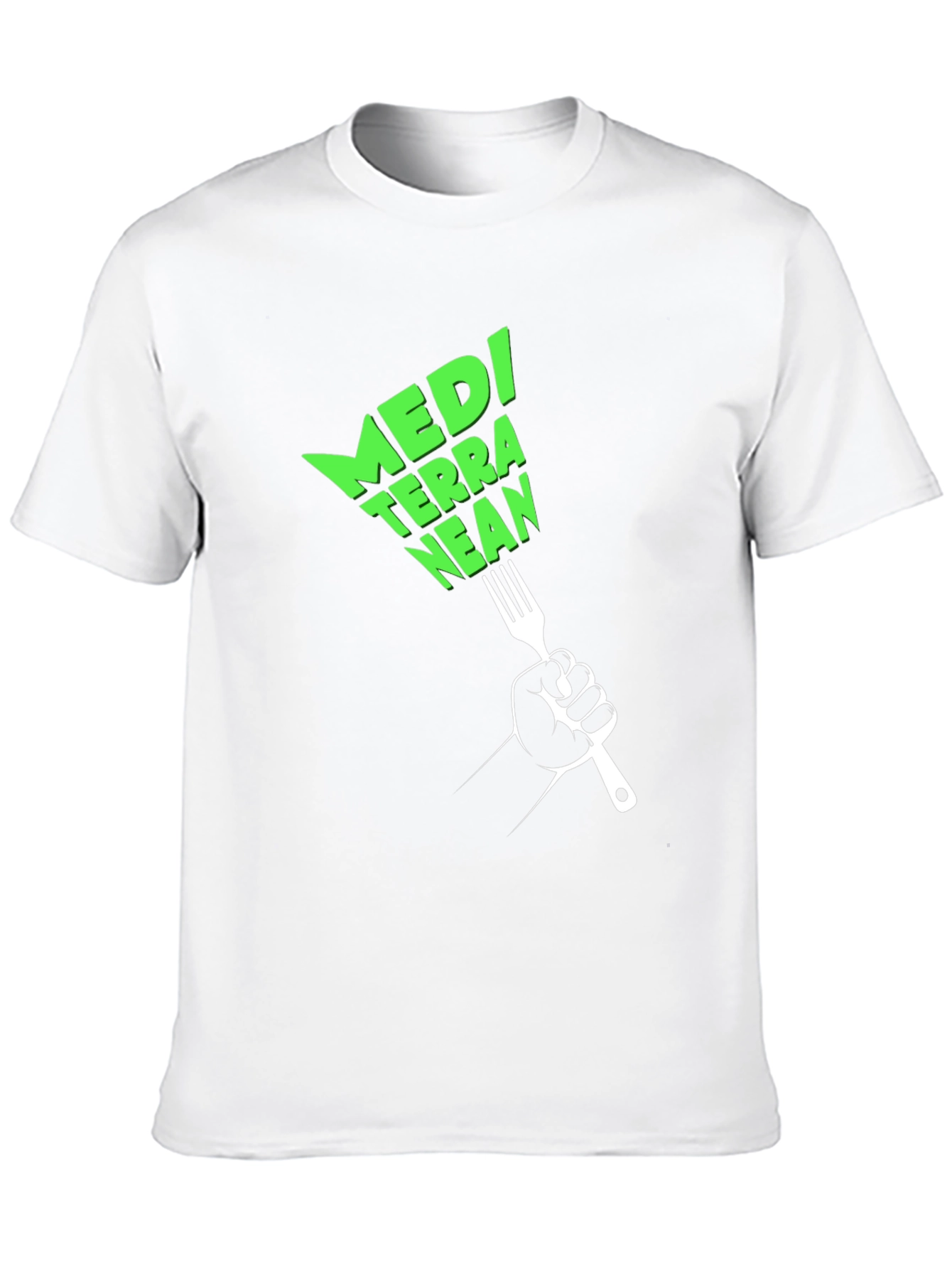 Mediterranean Diet Black T-Shirt - Fork Graphic