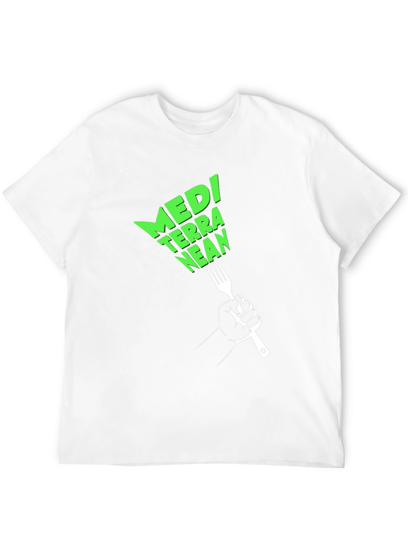 Mediterranean Diet Black T-Shirt - Fork Graphic