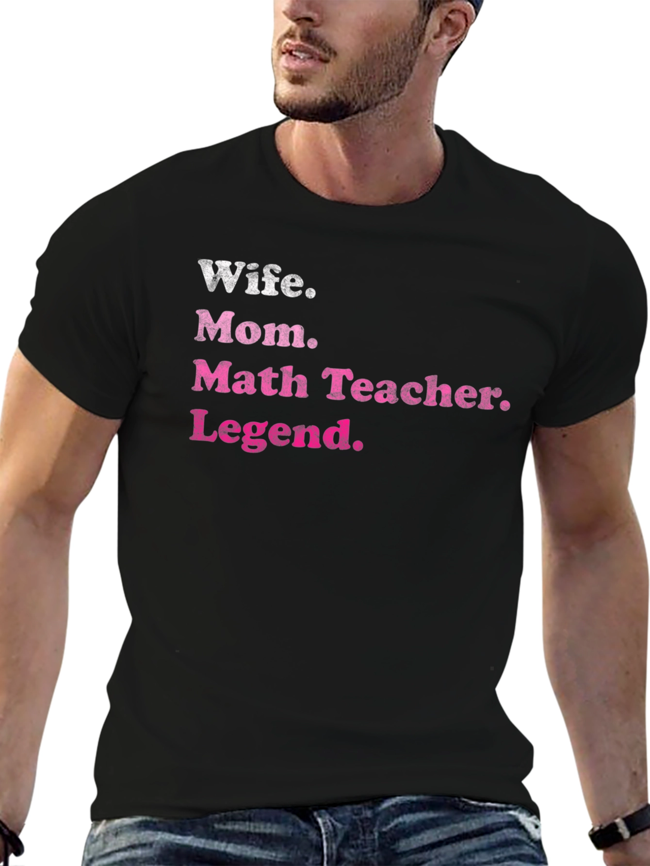 Wife Mom Math Teacher Legend Black T-Shirt