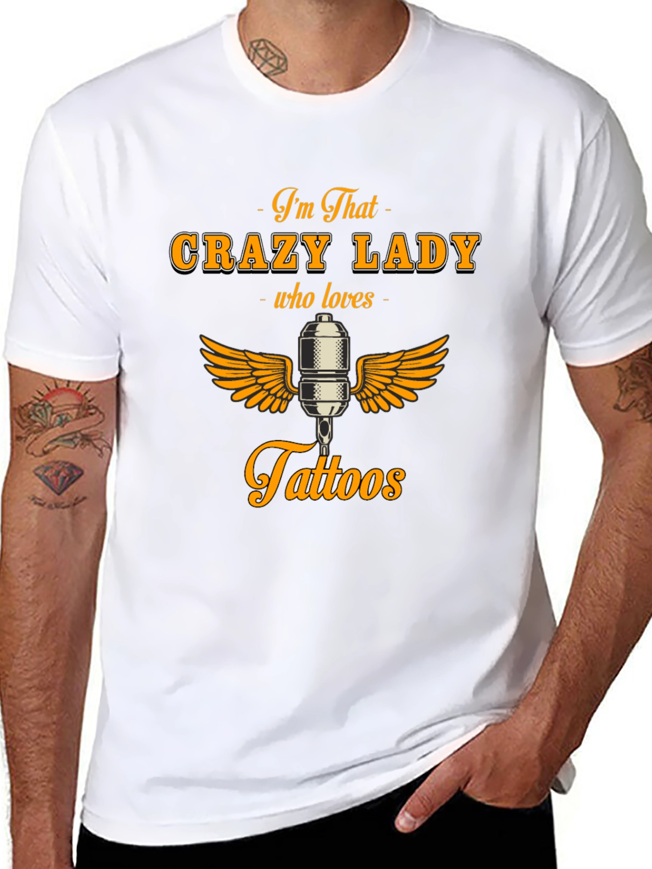 Crazy Lady Who Loves Tattoos Graphic Tee