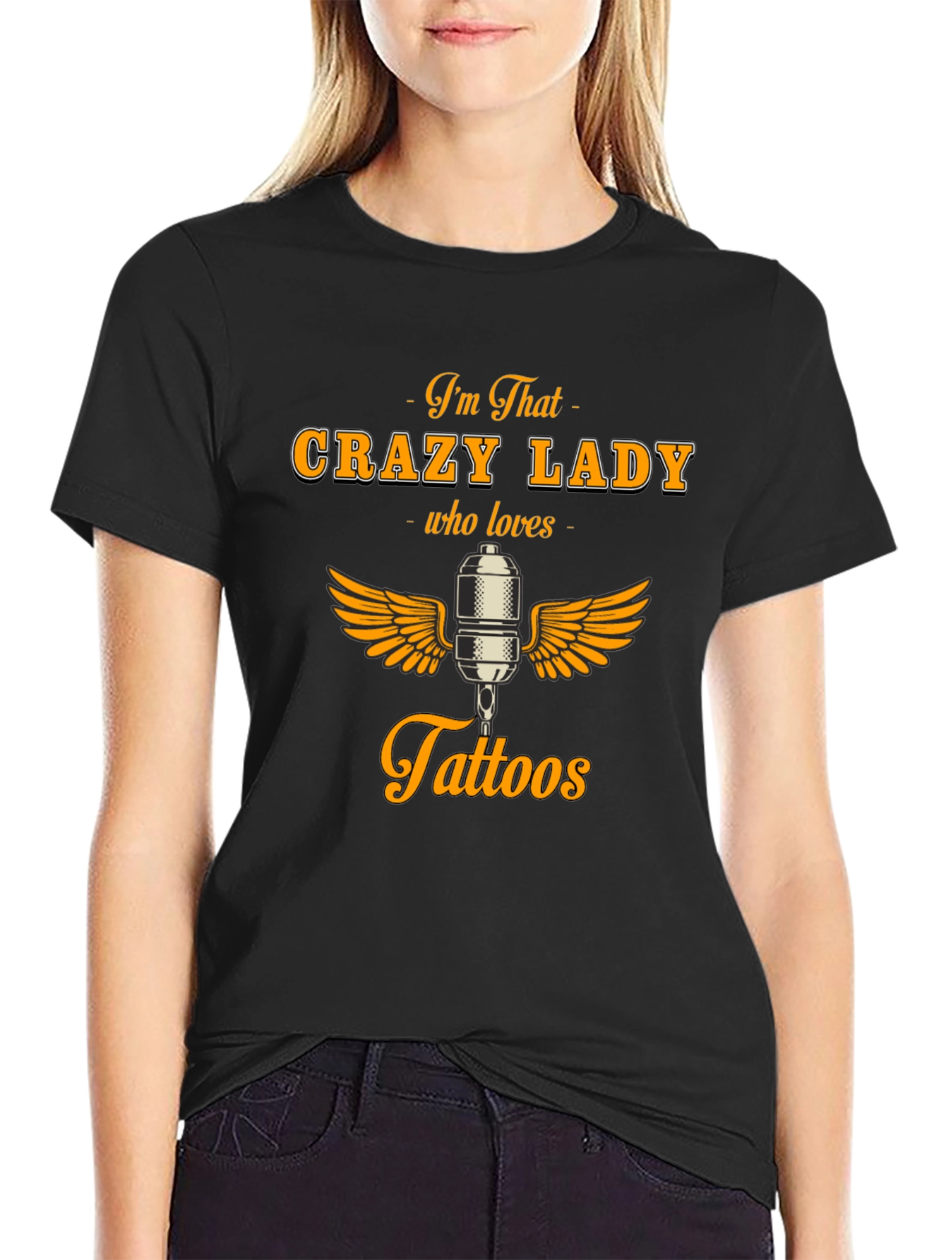 Crazy Lady Who Loves Tattoos Graphic Tee