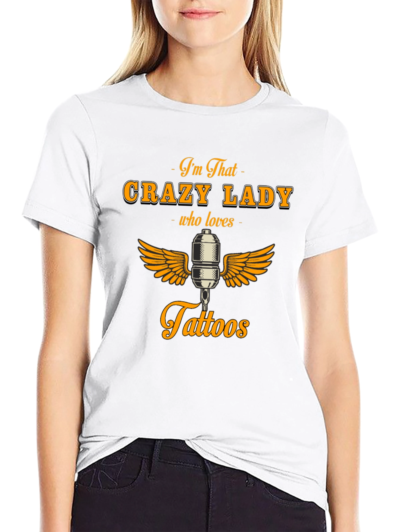 Crazy Lady Who Loves Tattoos Graphic Tee
