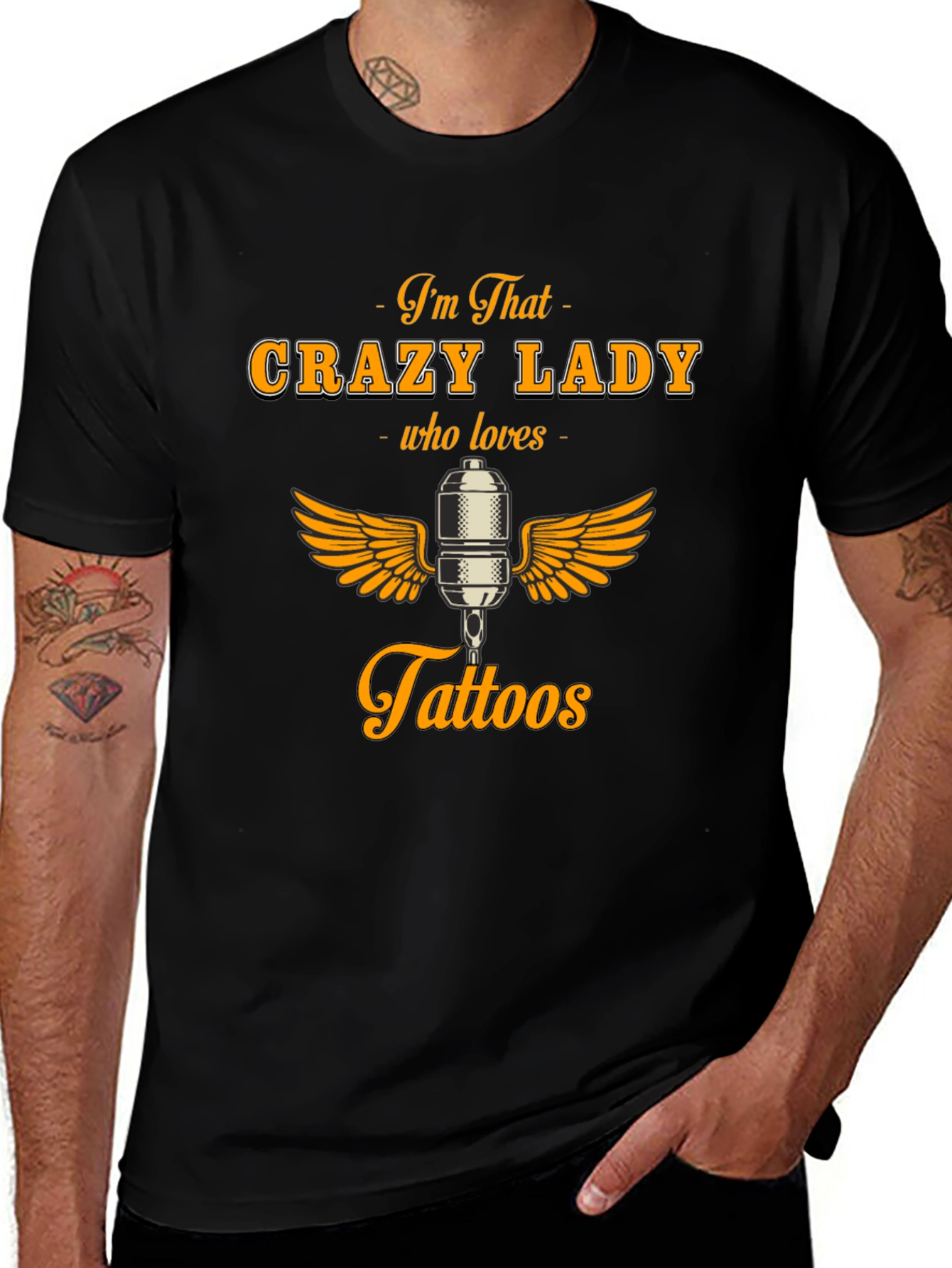 Crazy Lady Who Loves Tattoos Graphic Tee