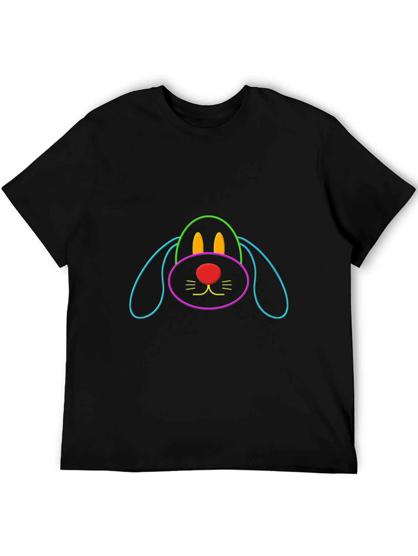 Dog Outline Graphic Tee - Casual Black T-Shirt