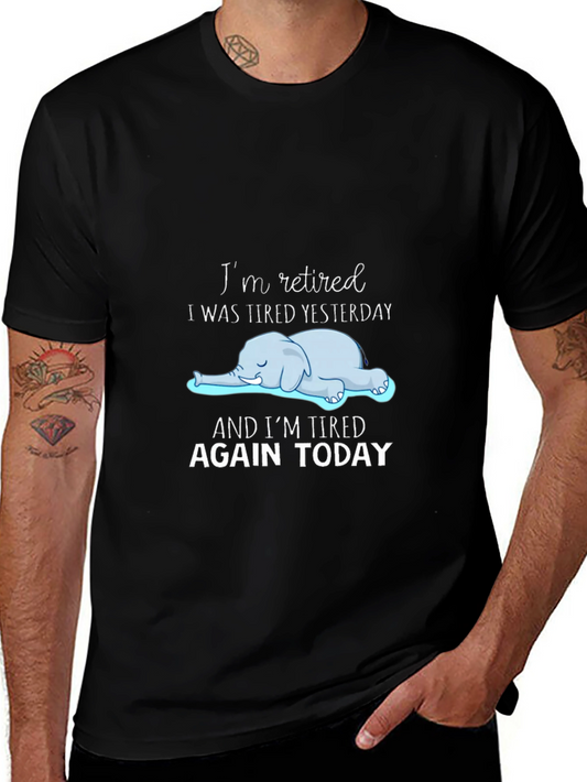 Retired & Tired T-Shirt: Funny Elephant Graphic Tee