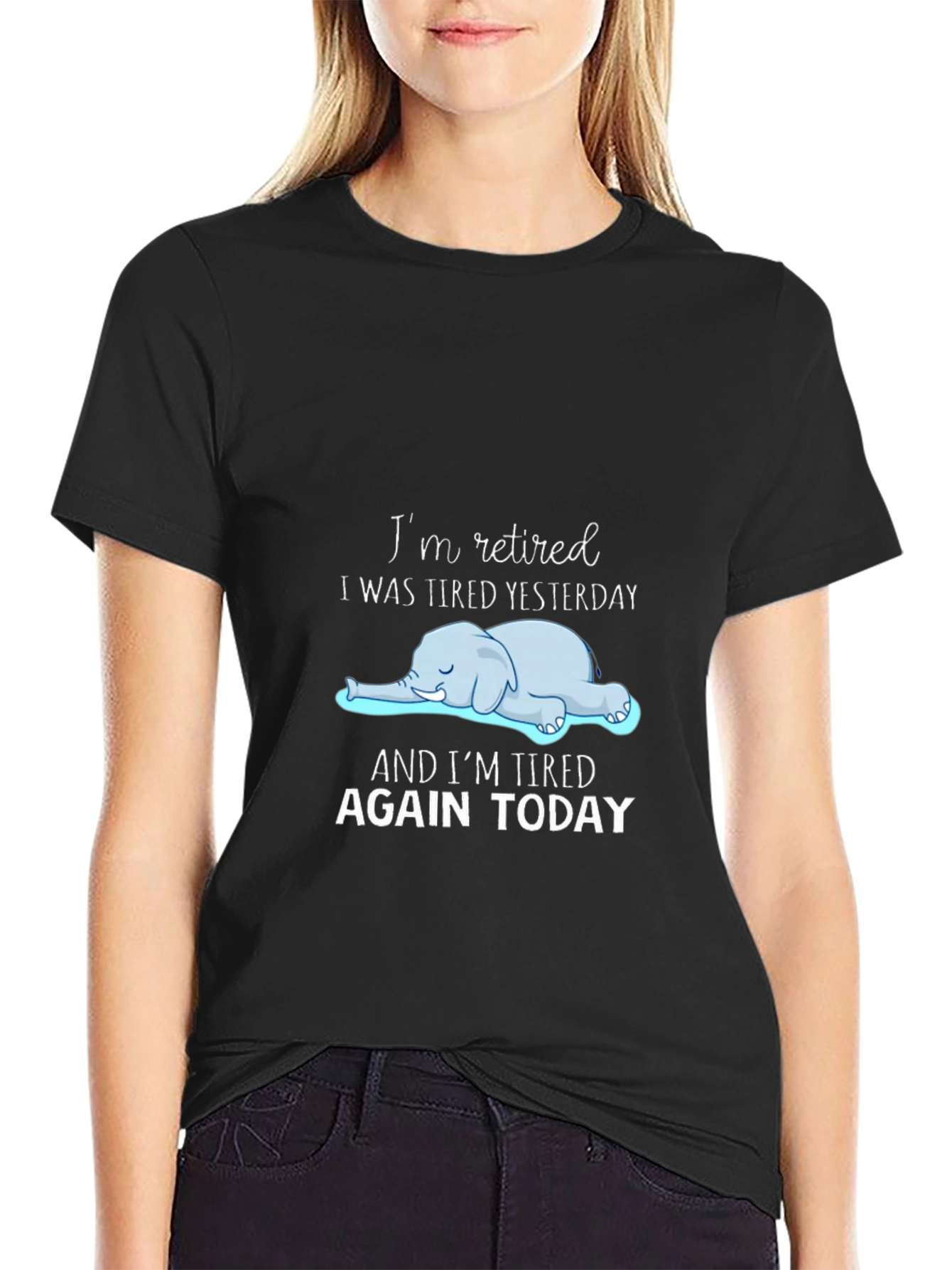 Retired & Tired T-Shirt: Funny Elephant Graphic Tee