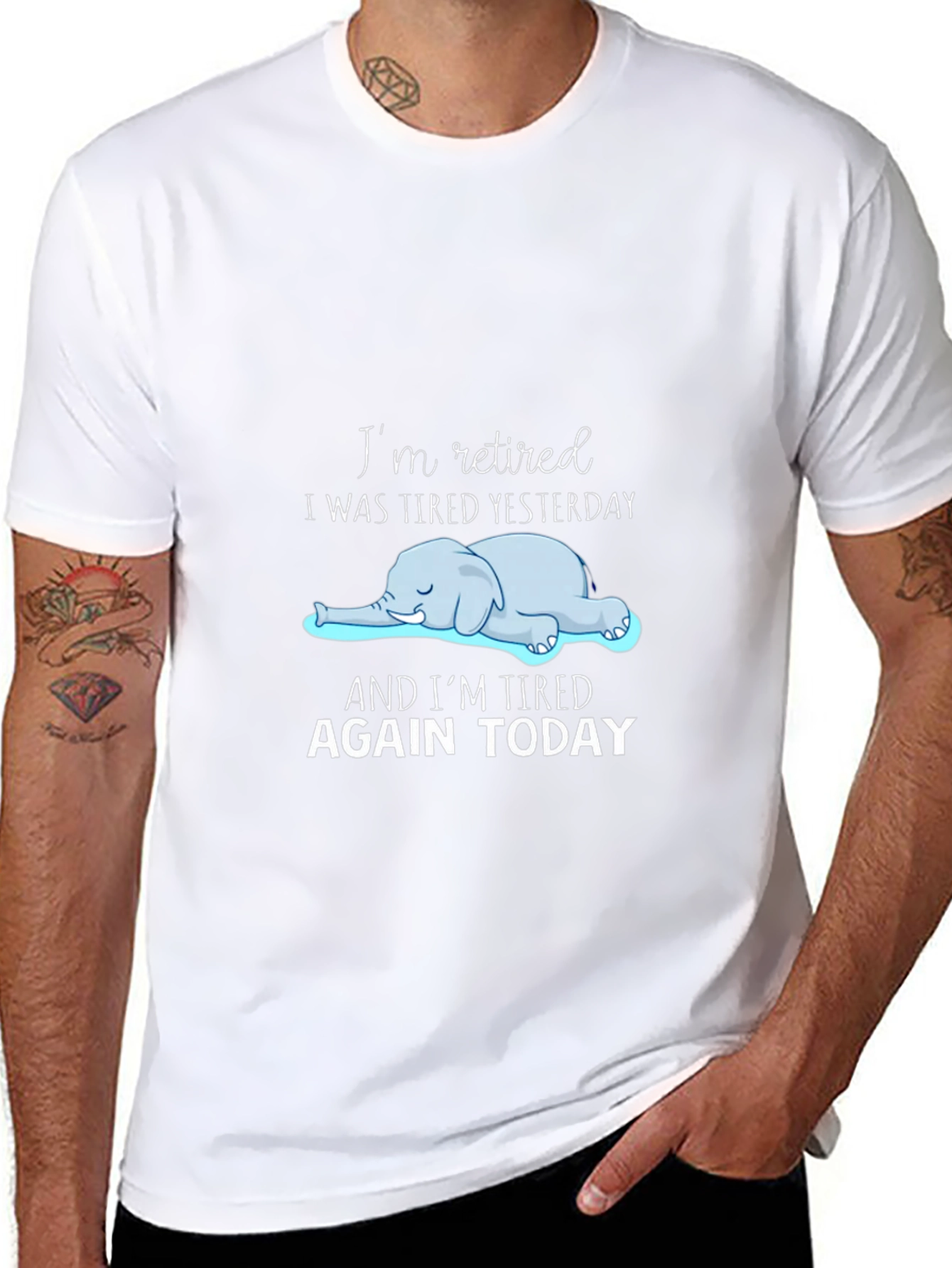 Retired & Tired T-Shirt: Funny Elephant Graphic Tee