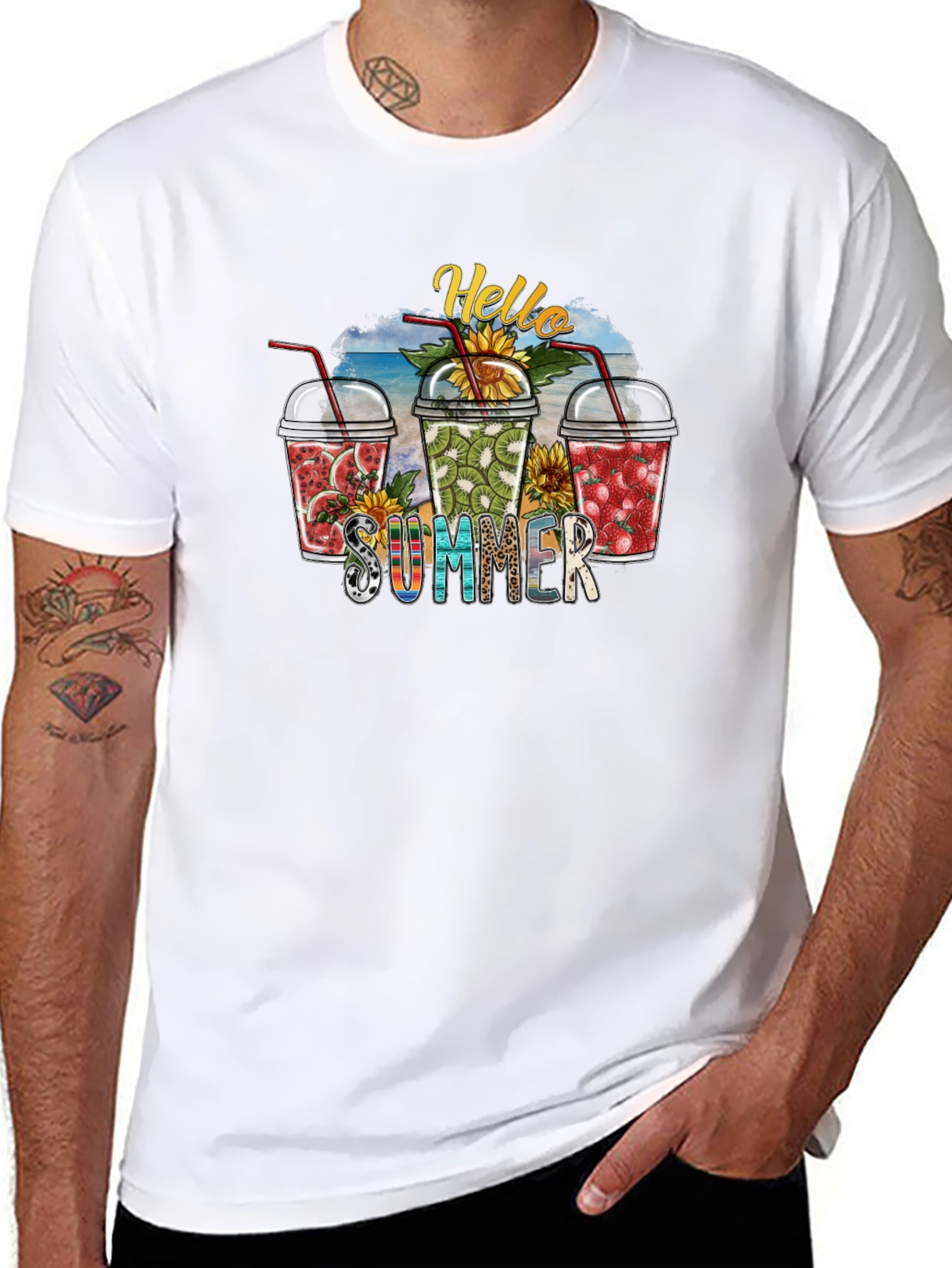 Hello Summer Fruit Smoothie Graphic Tee