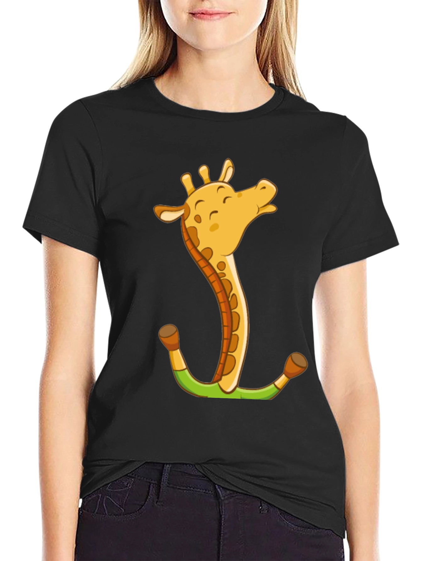 Giraffe Anchor Graphic Tee - Novelty Animal T-Shirt