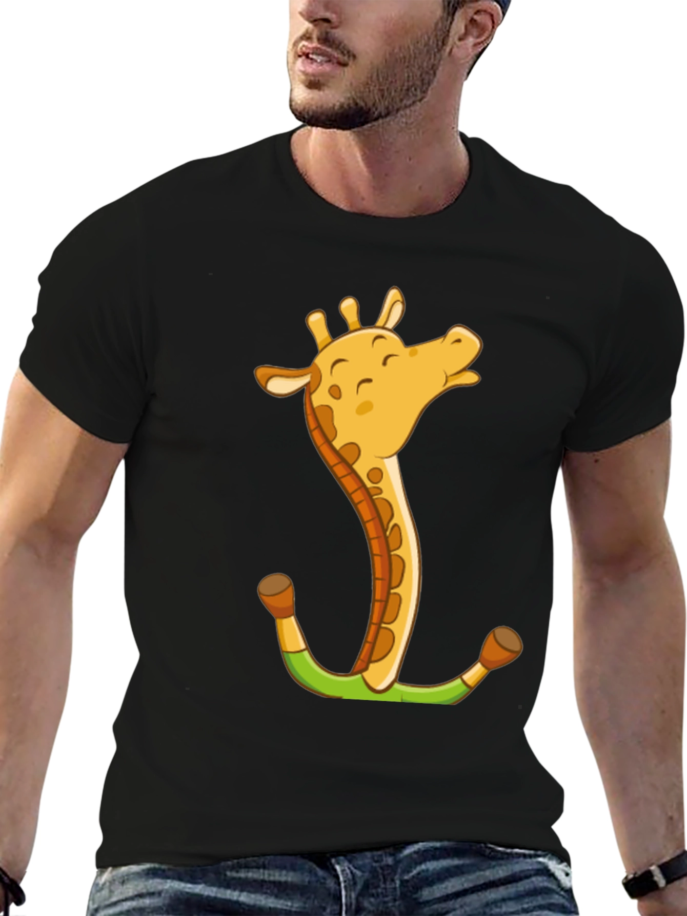 Giraffe Anchor Graphic Tee - Novelty Animal T-Shirt
