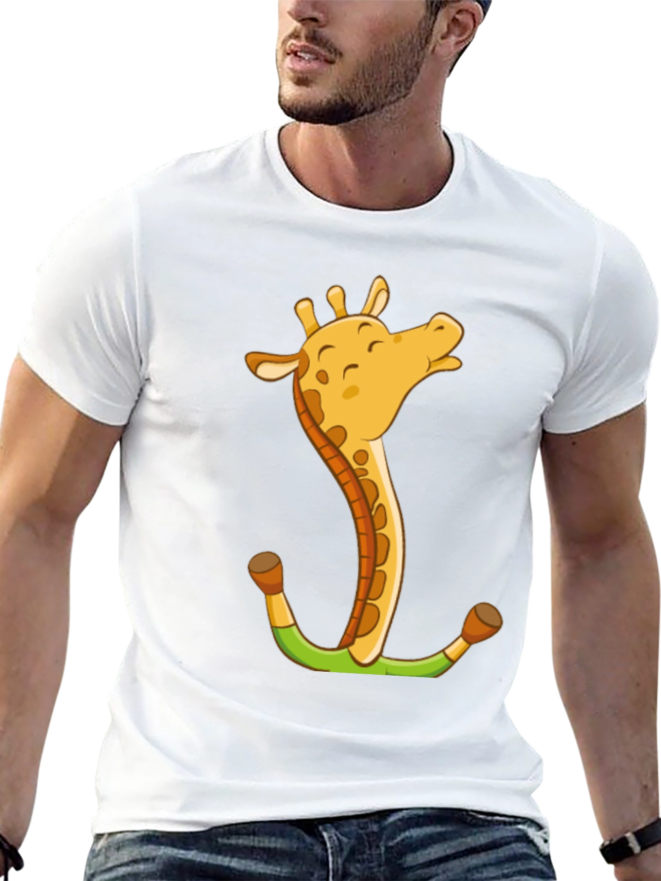 Giraffe Anchor Graphic Tee - Novelty Animal T-Shirt