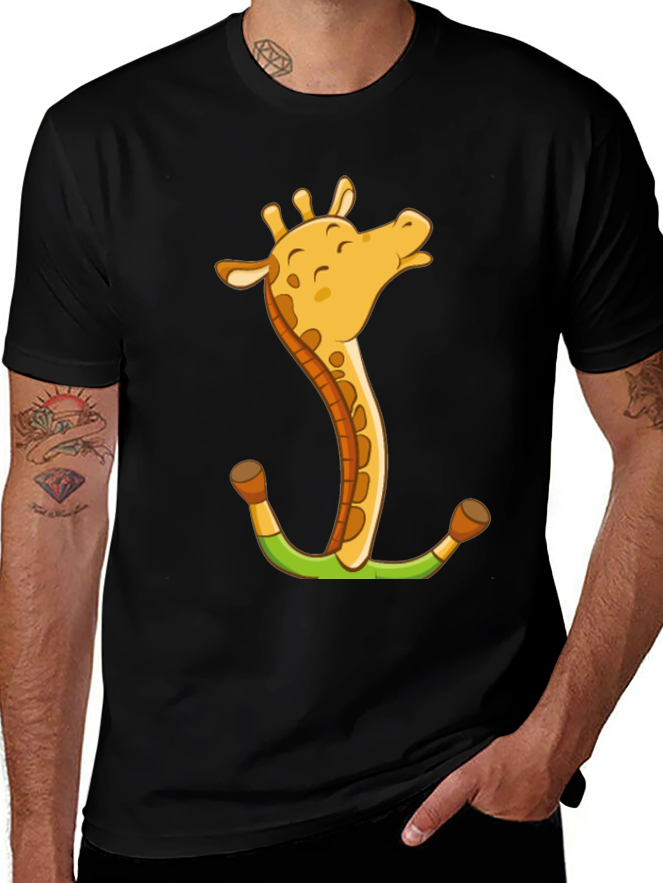 Giraffe Anchor Graphic Tee - Novelty Animal T-Shirt