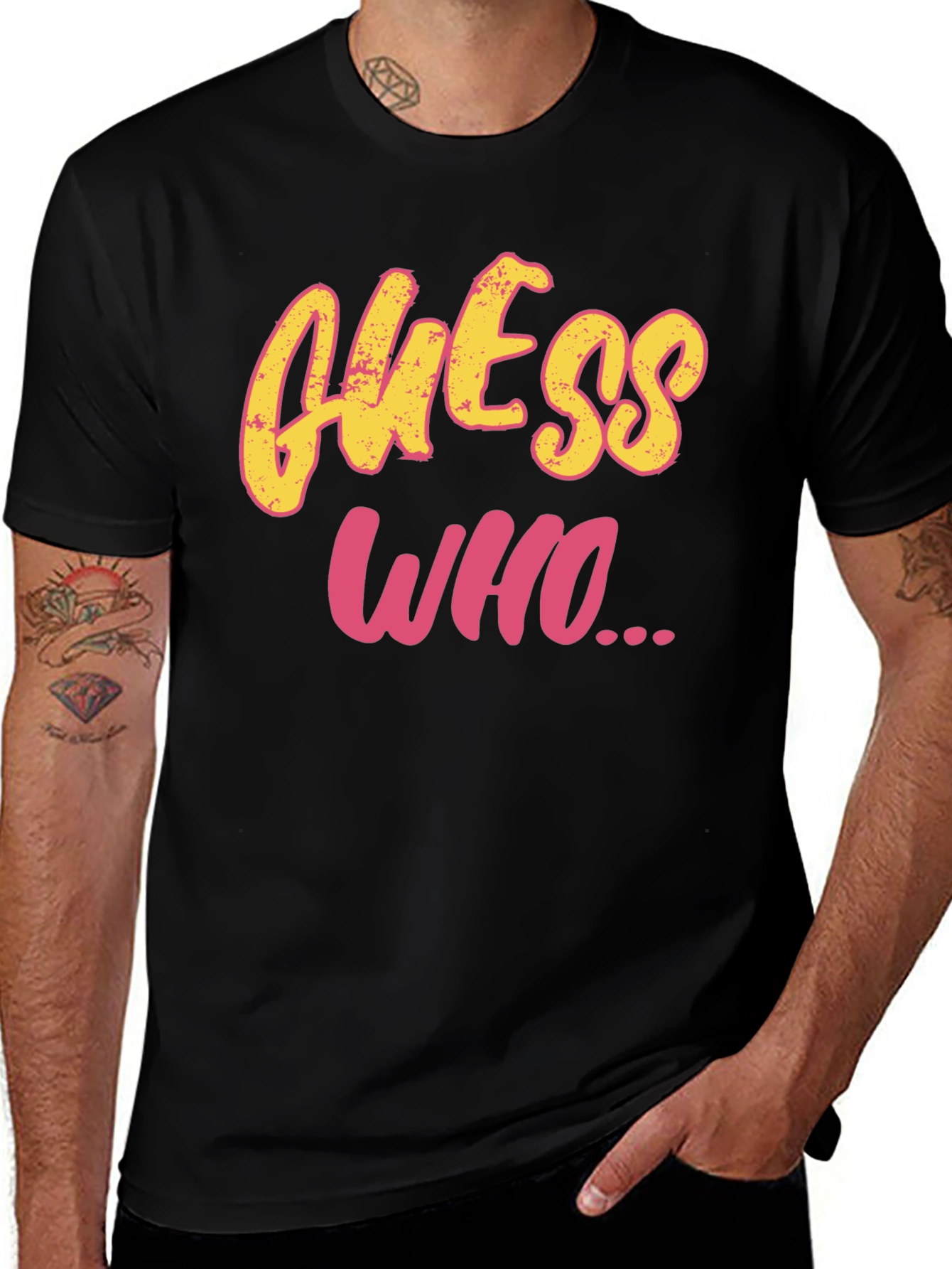 Guess Who Graphic Tee - Black Cotton T-Shirt