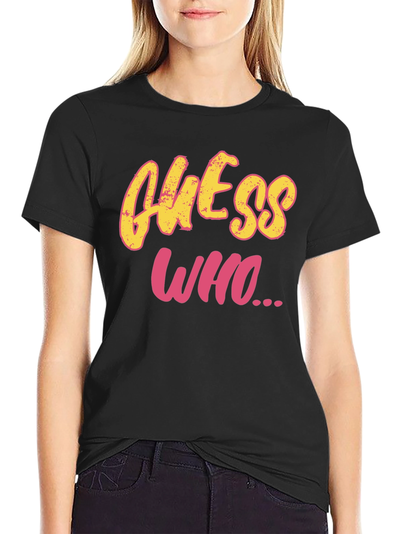 Guess Who Graphic Tee - Black Cotton T-Shirt