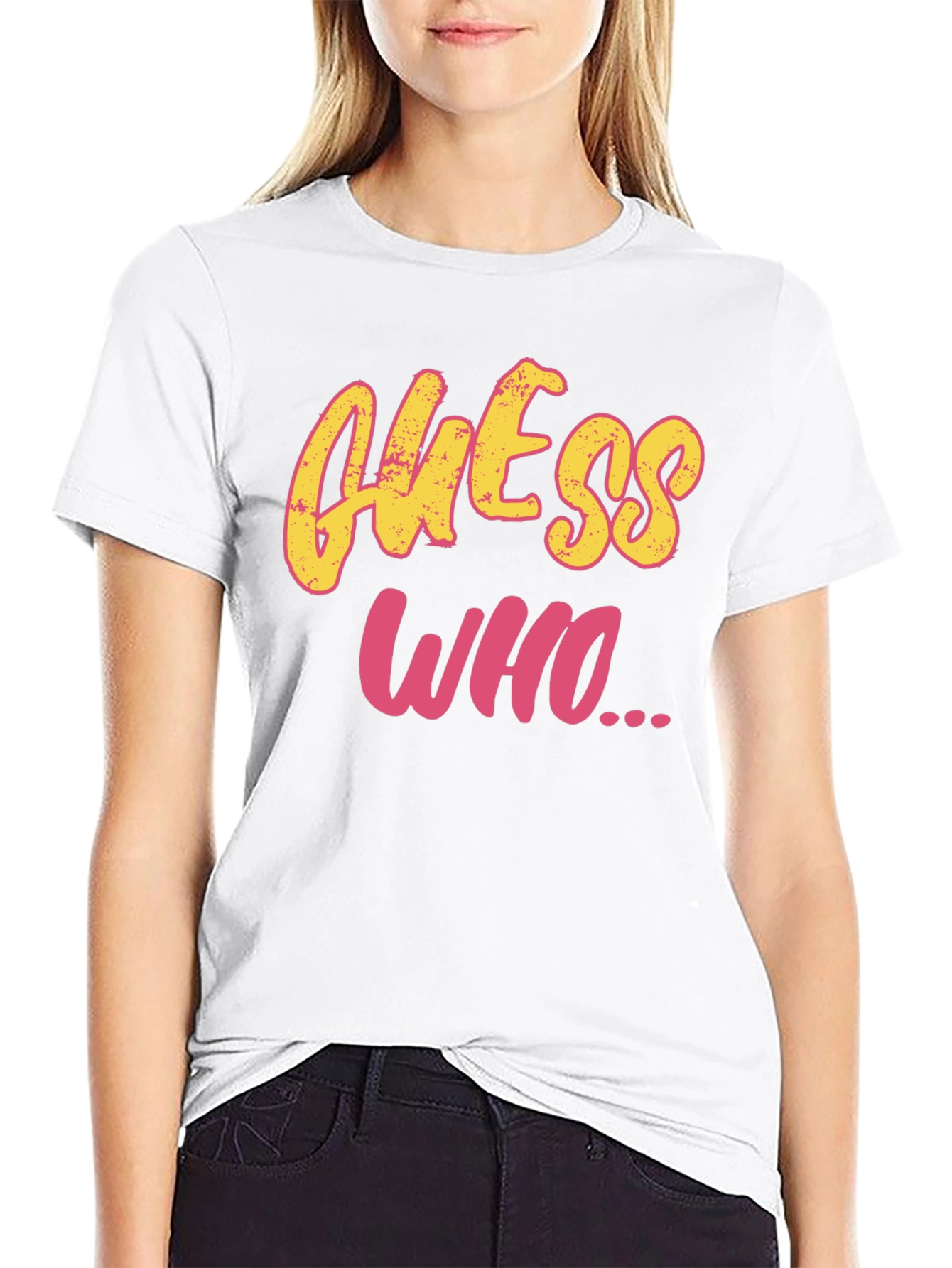 Guess Who Graphic Tee - Black Cotton T-Shirt