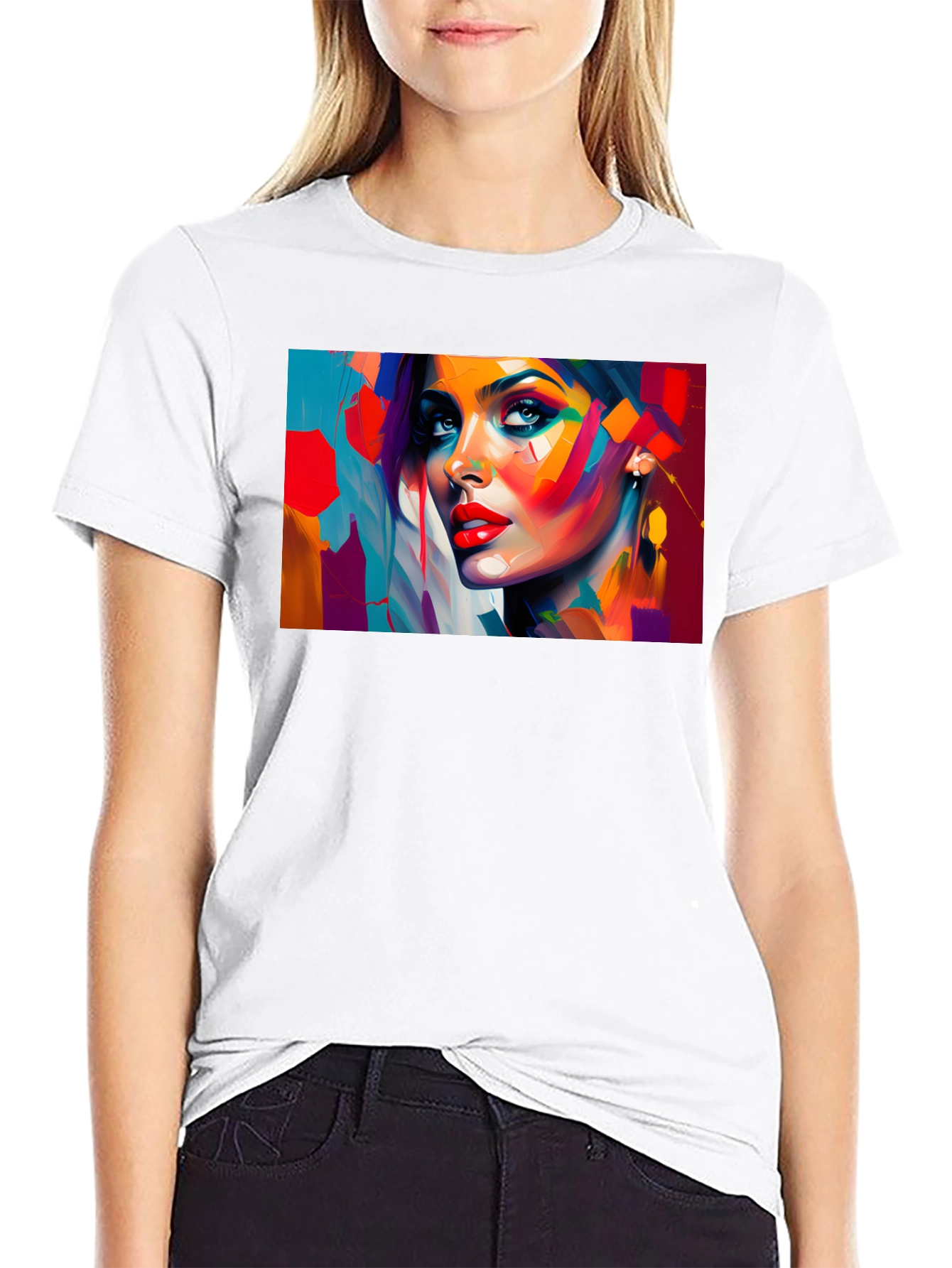 Abstract Woman Portrait Black T-Shirt
