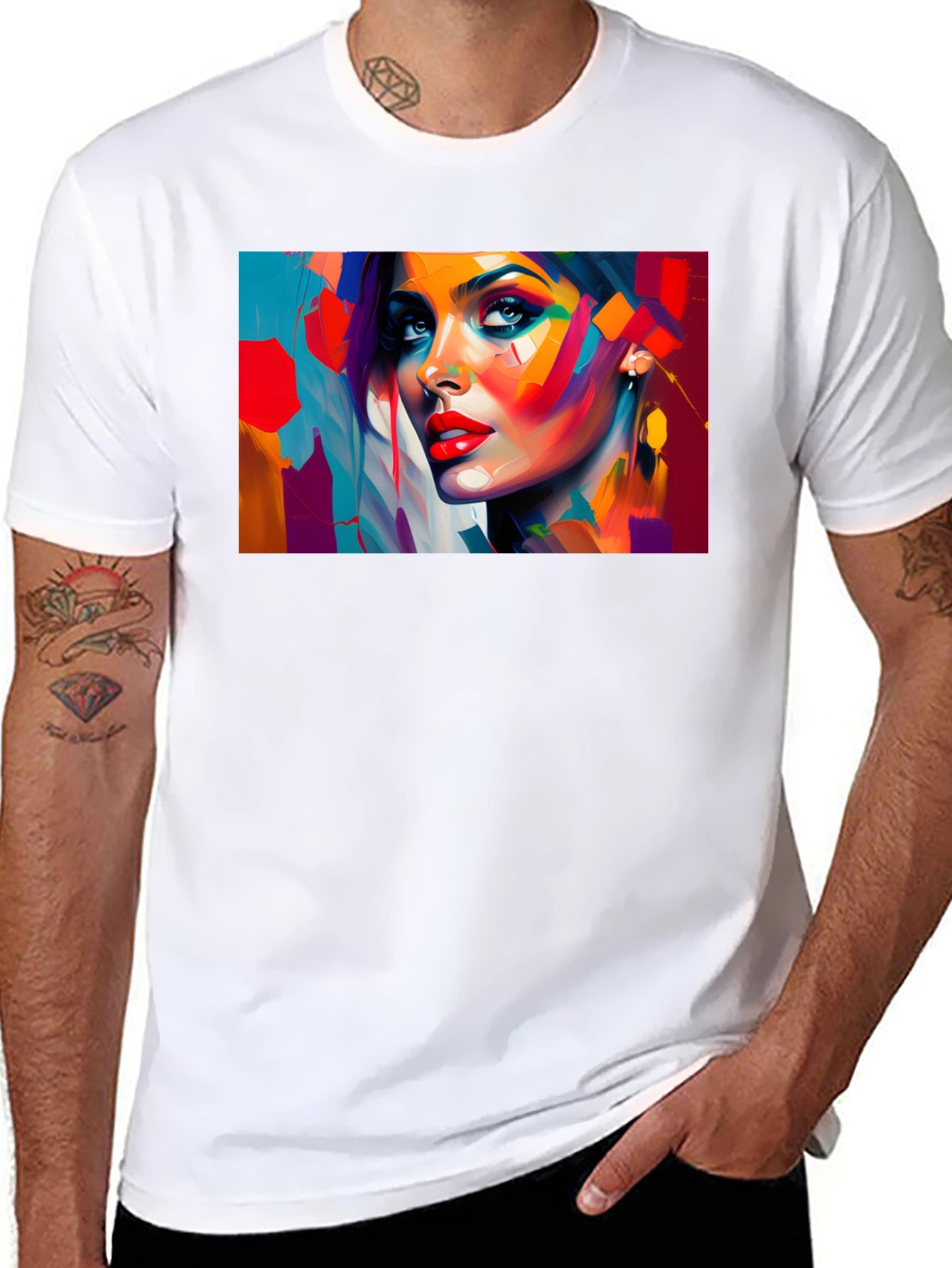 Abstract Woman Portrait Black T-Shirt