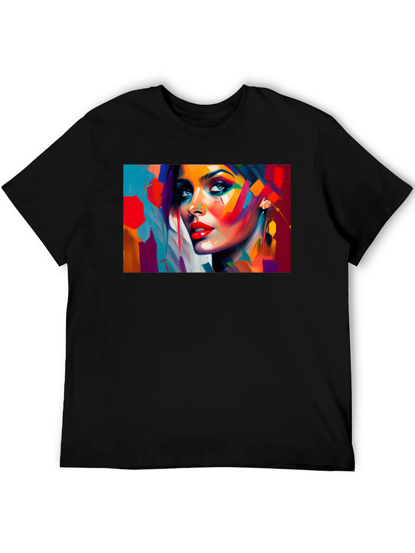 Abstract Woman Portrait Black T-Shirt