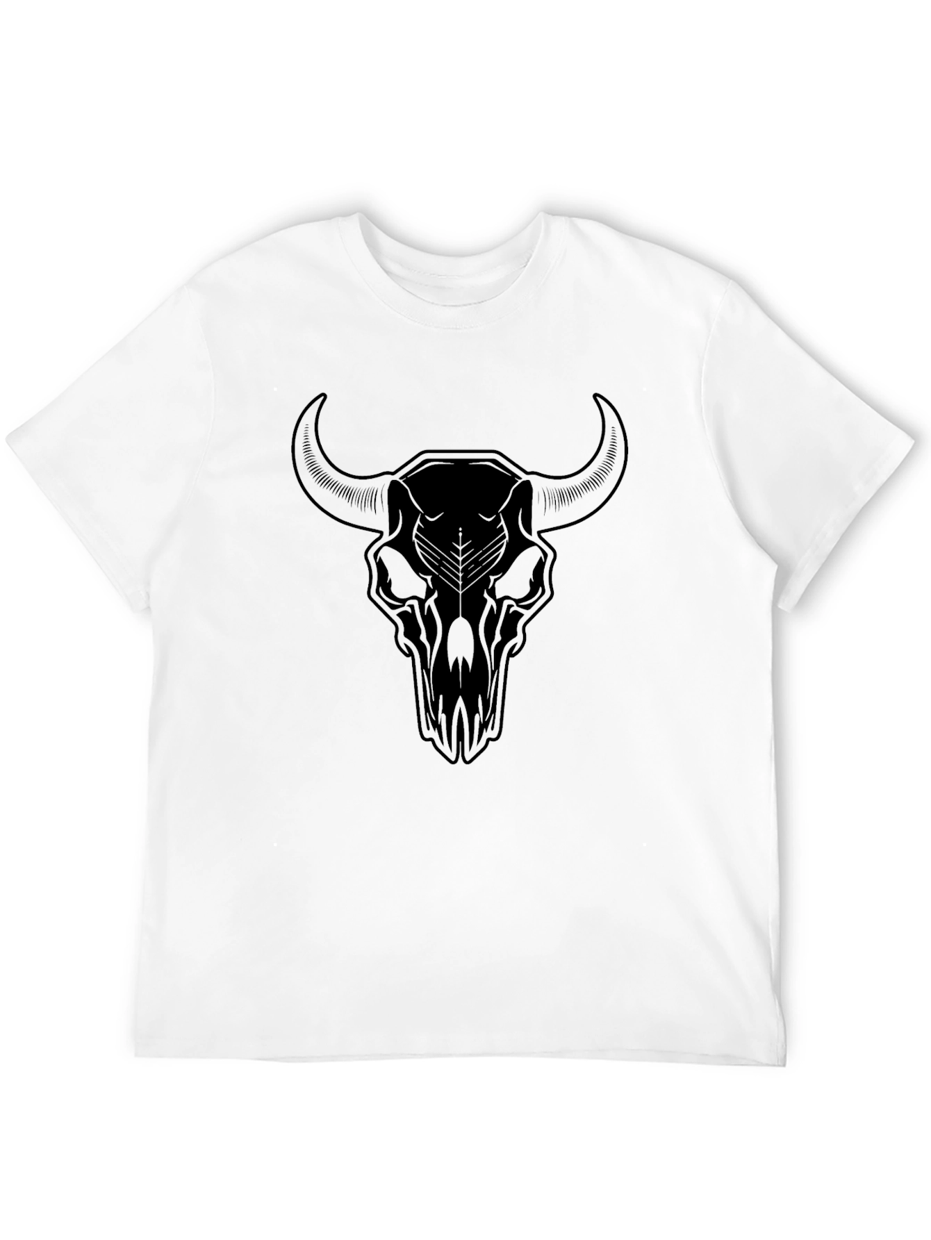 Bull Skull Graphic Tee - Black Cotton T-Shirt