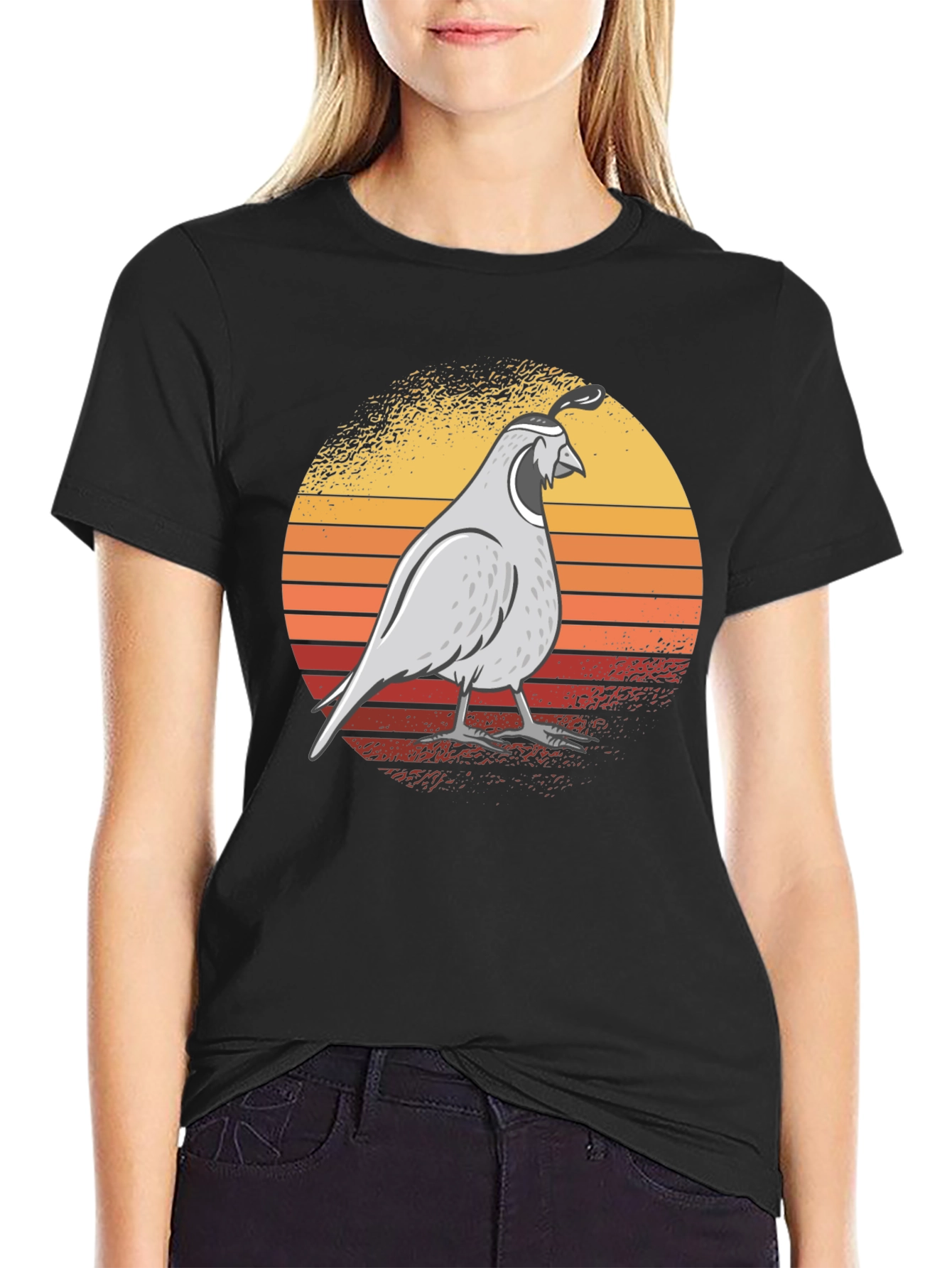 Quail Sunset Graphic Tee - Retro Style
