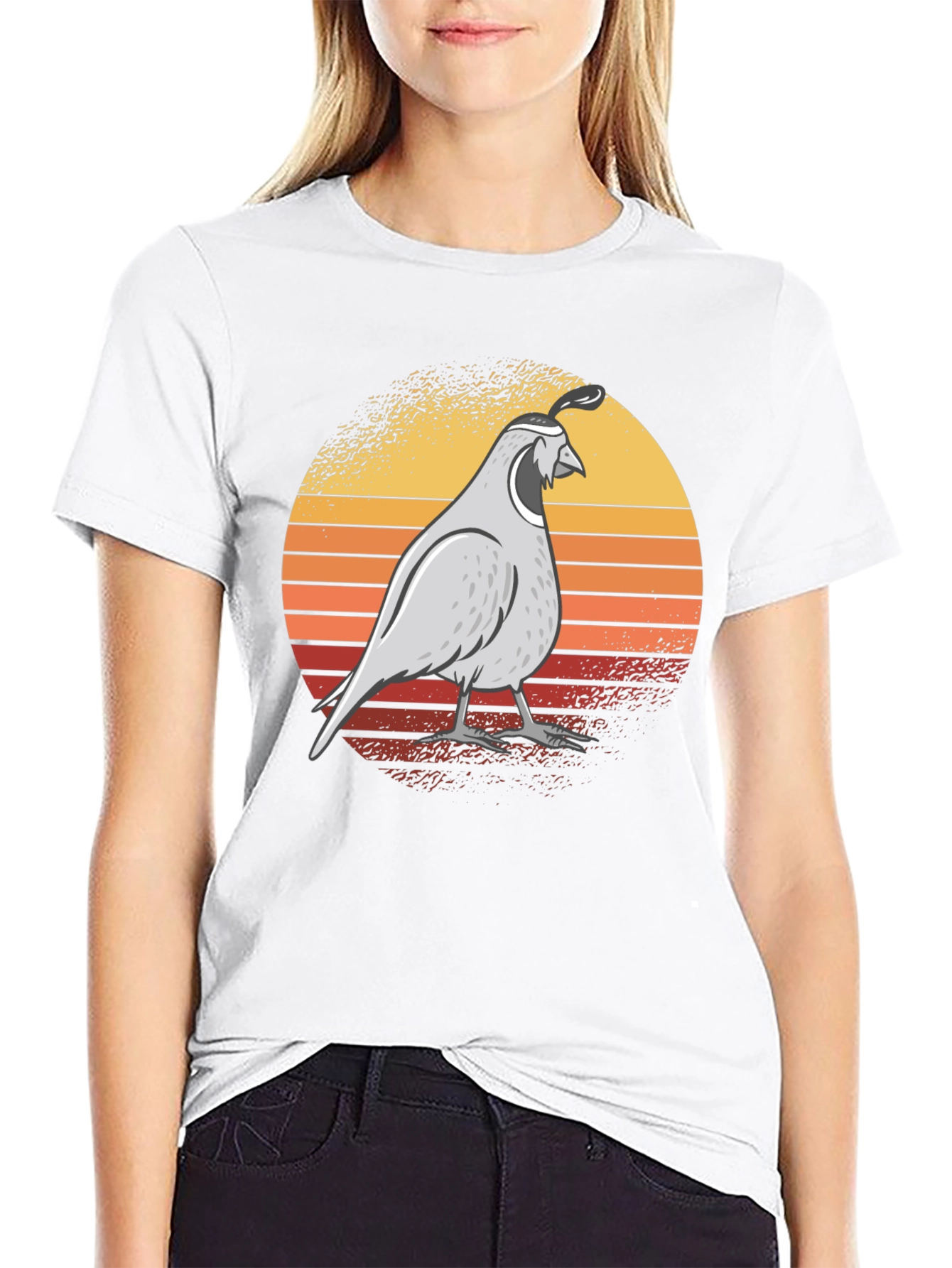 Quail Sunset Graphic Tee - Retro Style