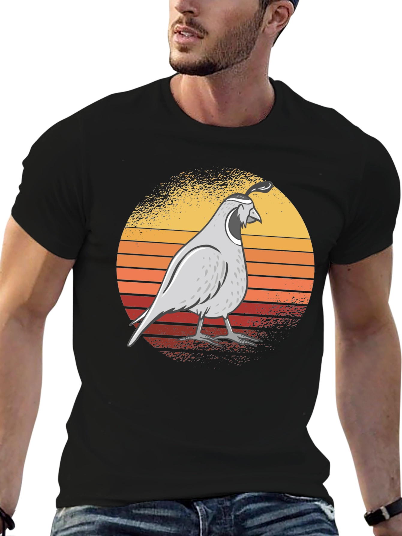 Quail Sunset Graphic Tee - Retro Style