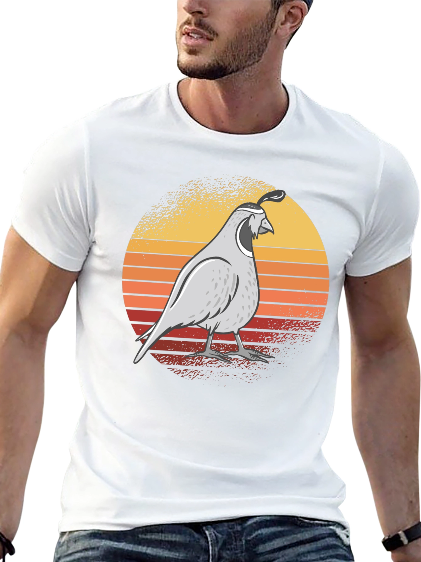 Quail Sunset Graphic Tee - Retro Style