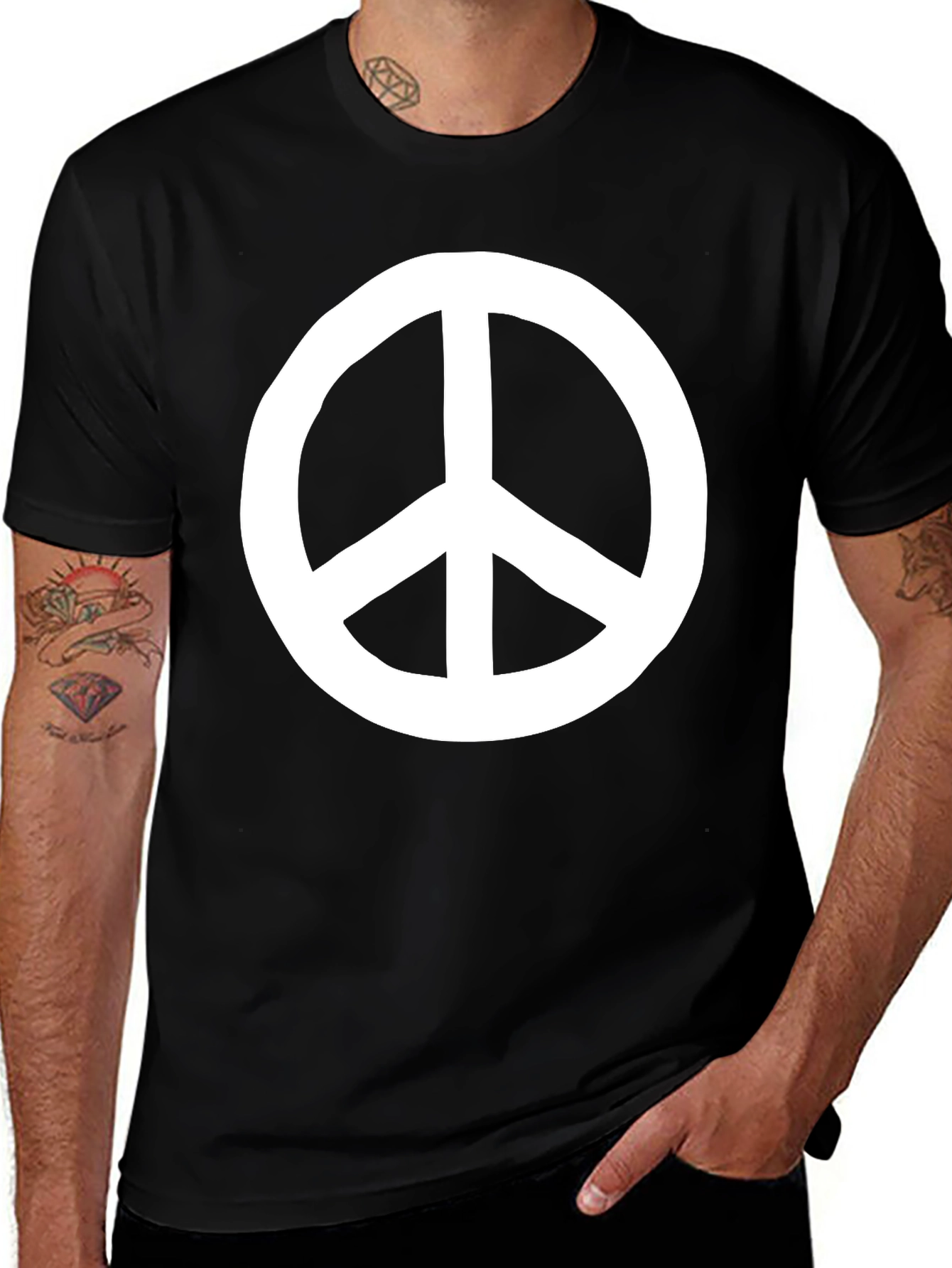 Peace Sign Graphic Tee - Classic Black T-Shirt