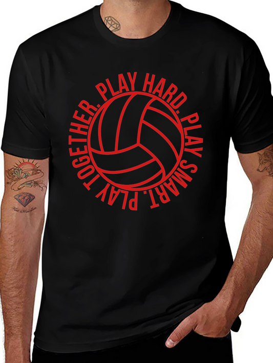 Volleyball T-Shirt - Play Hard Play Smart - Black
