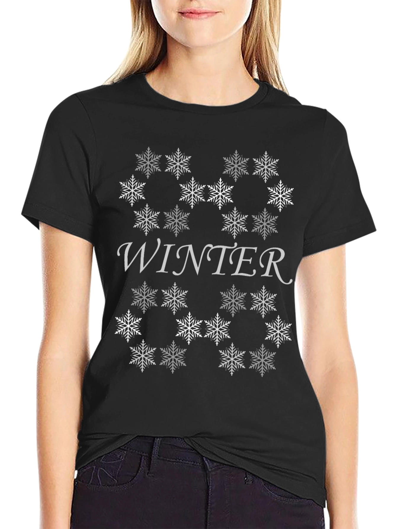 Winter Snowflake Graphic Tee - Stylish Holiday Apparel