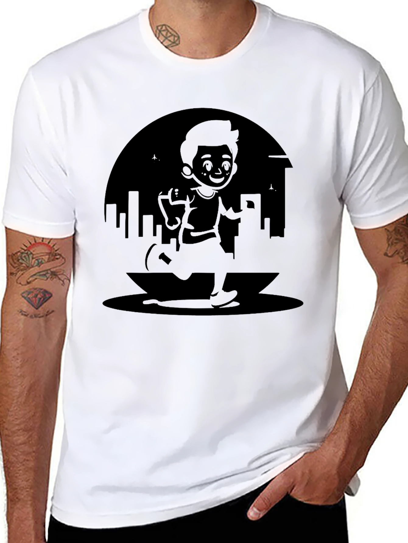 Urban Runner Graphic T-Shirt - Black