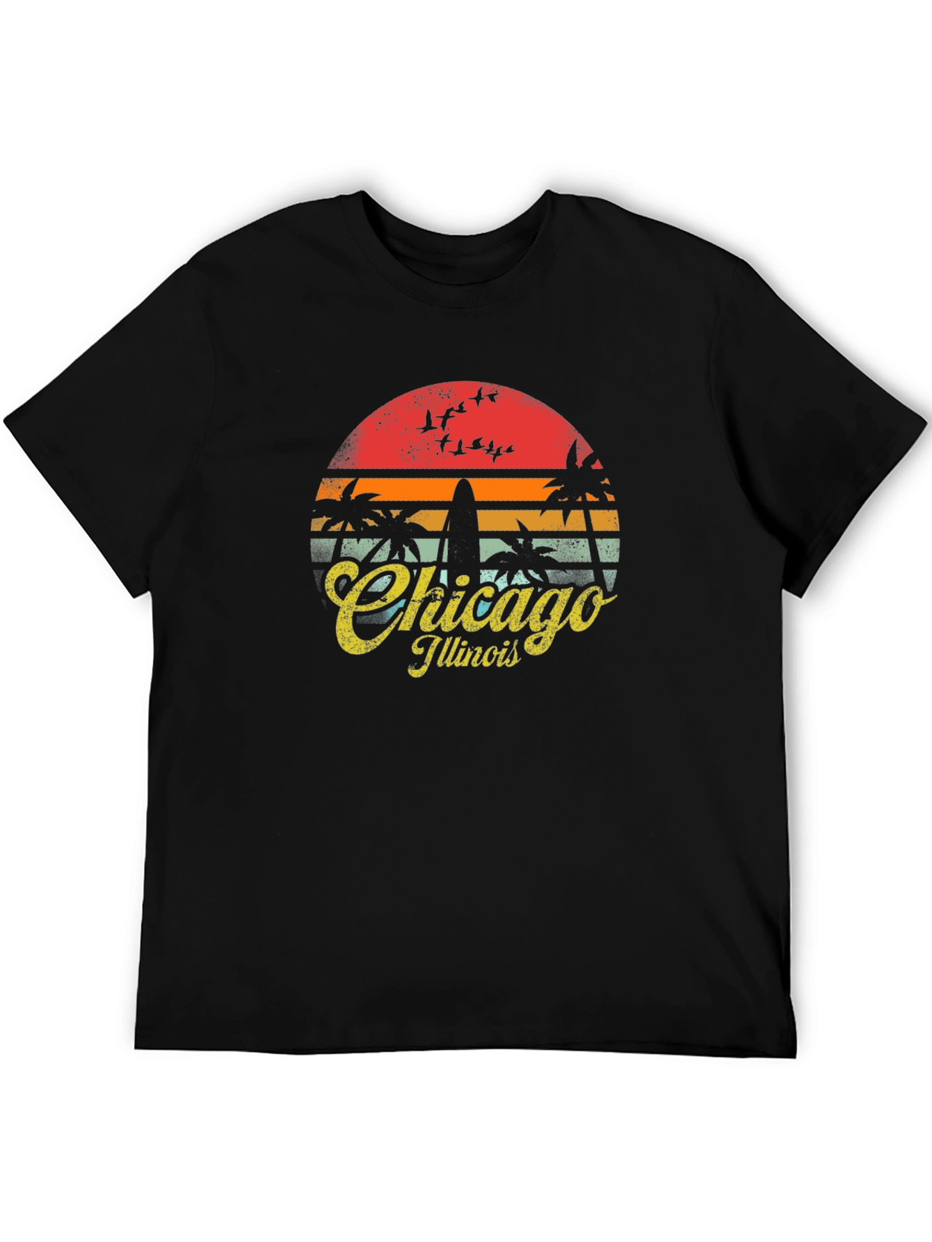 Chicago Illinois Retro Sunset T-Shirt