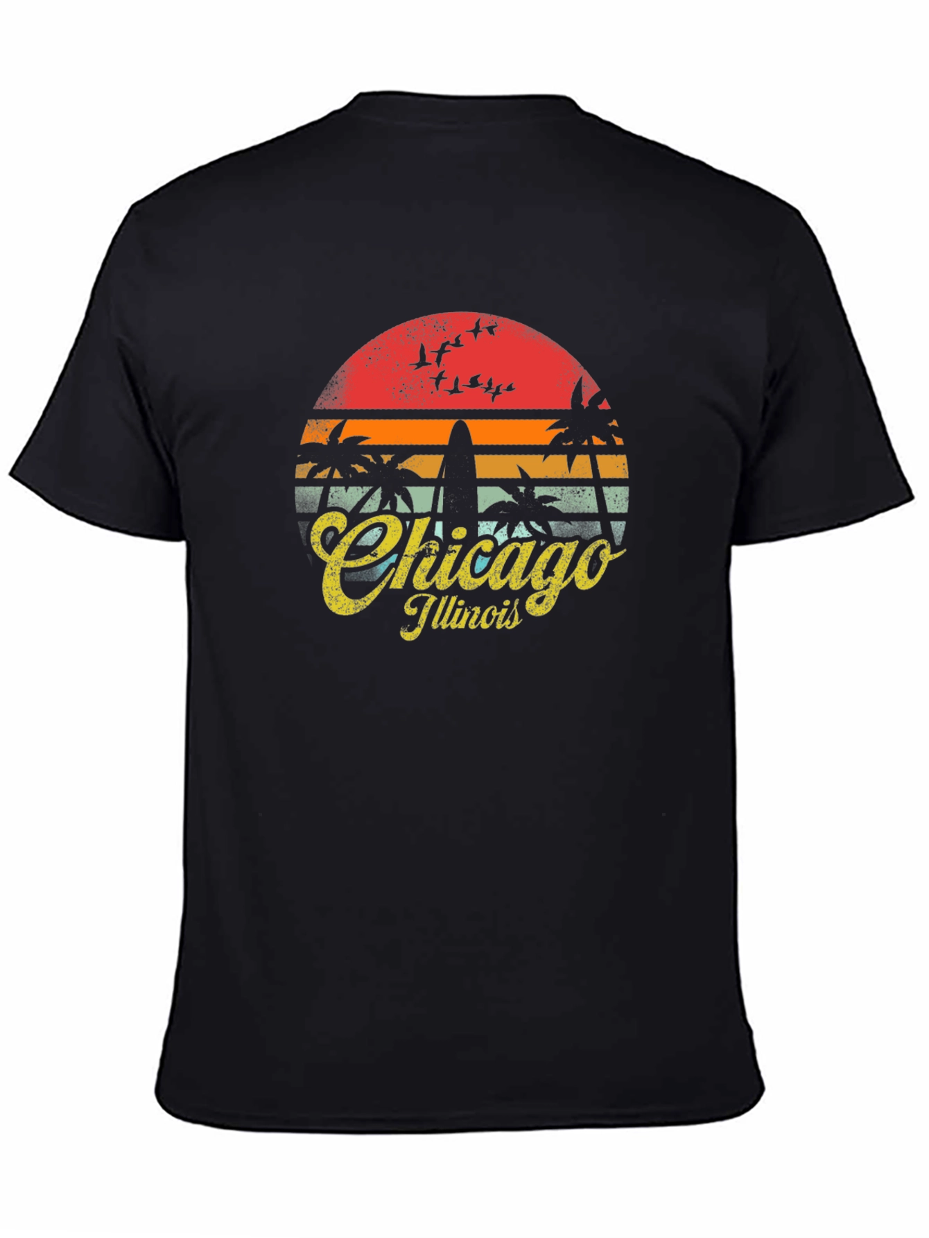 Chicago Illinois Retro Sunset T-Shirt