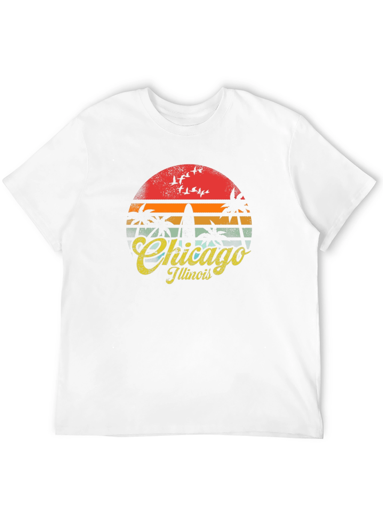 Chicago Illinois Retro Sunset T-Shirt