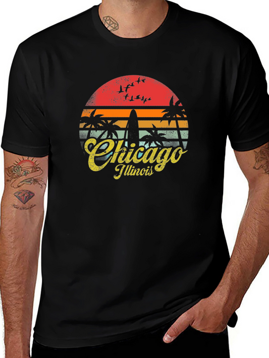 Chicago Illinois Retro Sunset T-Shirt