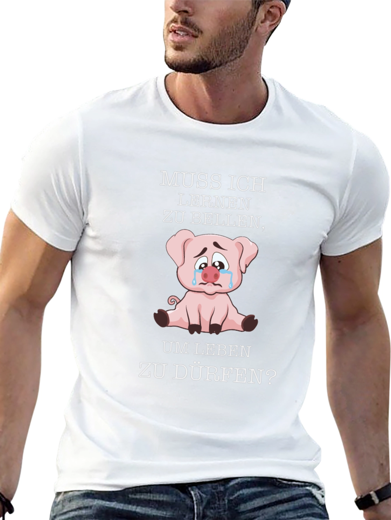 Muss Ich Lernen Pig Graphic Black T-Shirt