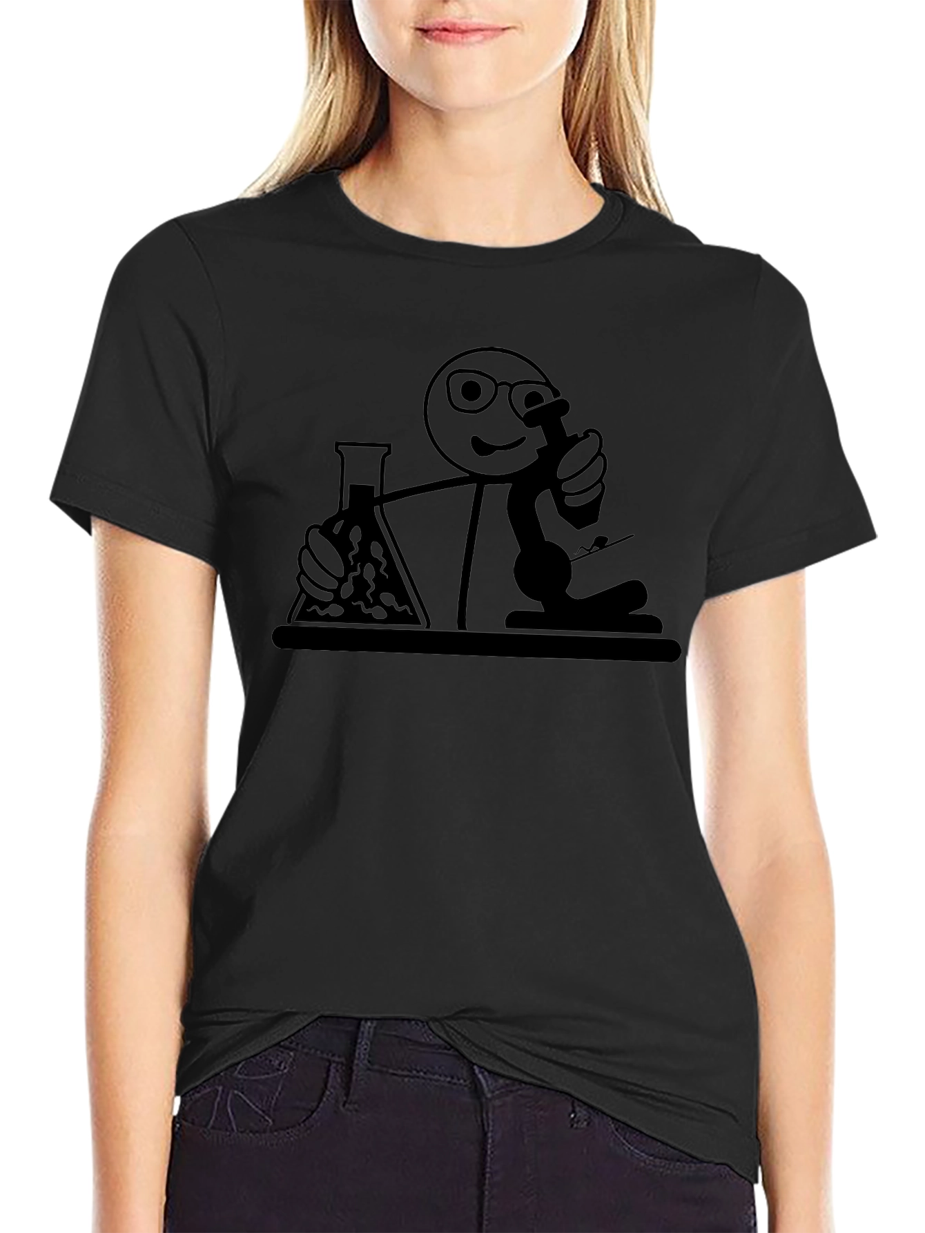 Scientist Stick Figure Graphic T-Shirt