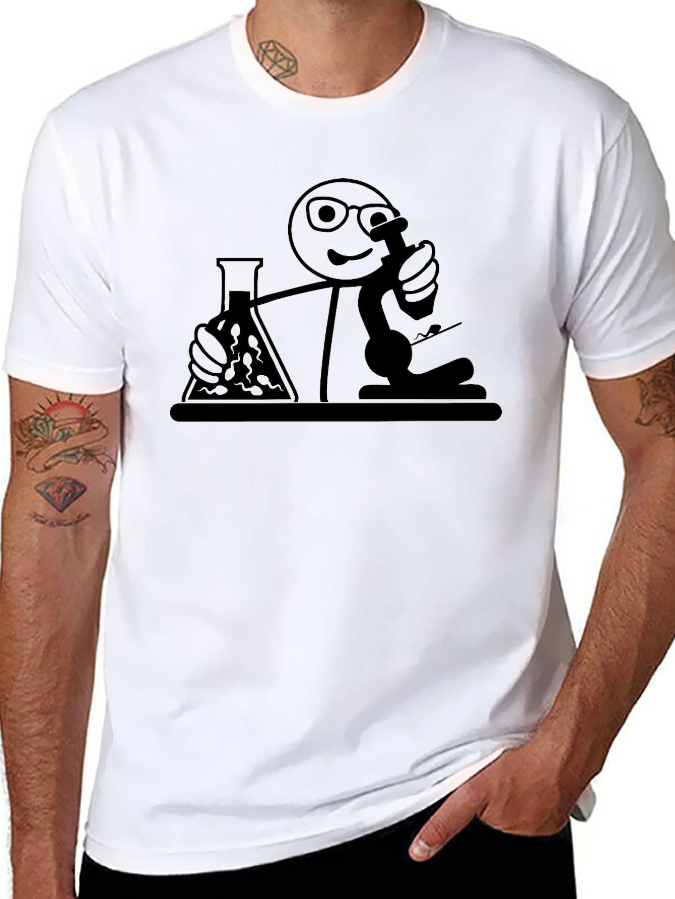 Scientist Stick Figure Graphic T-Shirt